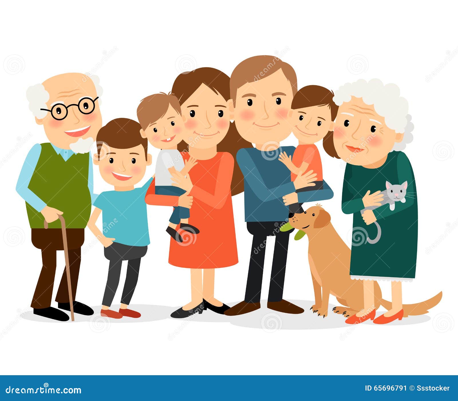 Happy big family portrait stock vector. Illustration of family - 65696791