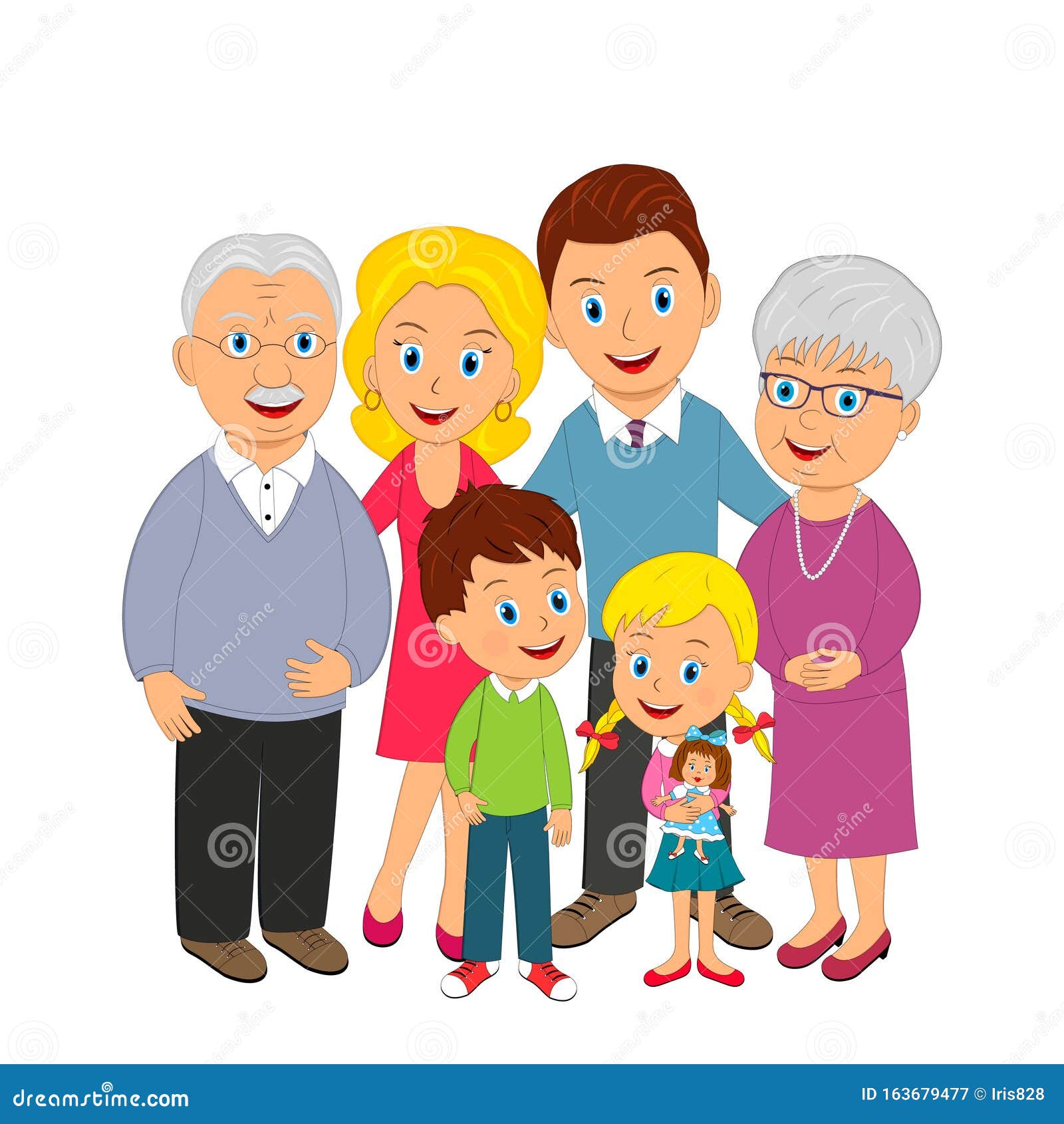 Happy big family stock vector. Illustration of father - 163679477