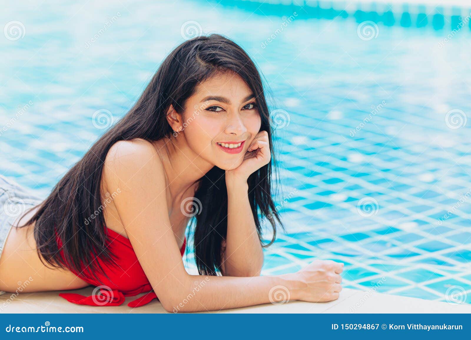 Happy Bikini Asian Girl Teen Smile ...