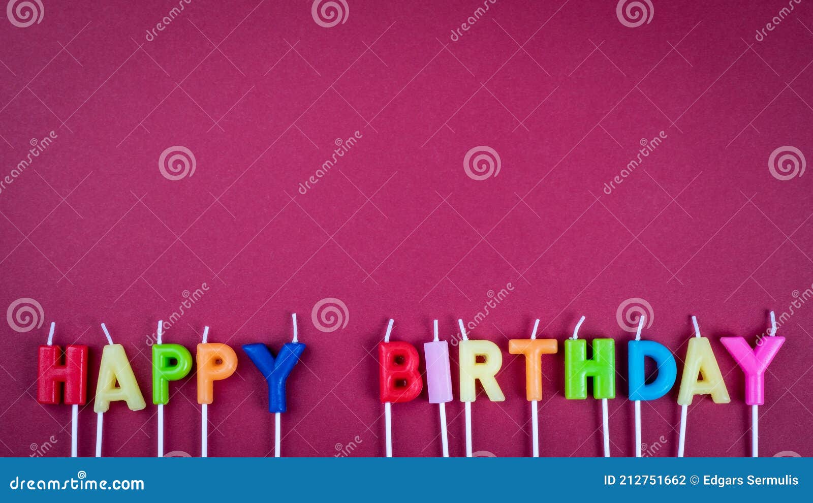 HAPPY BIRTHDAY. Anniversary Candles on a Red Background Stock Photo ...
