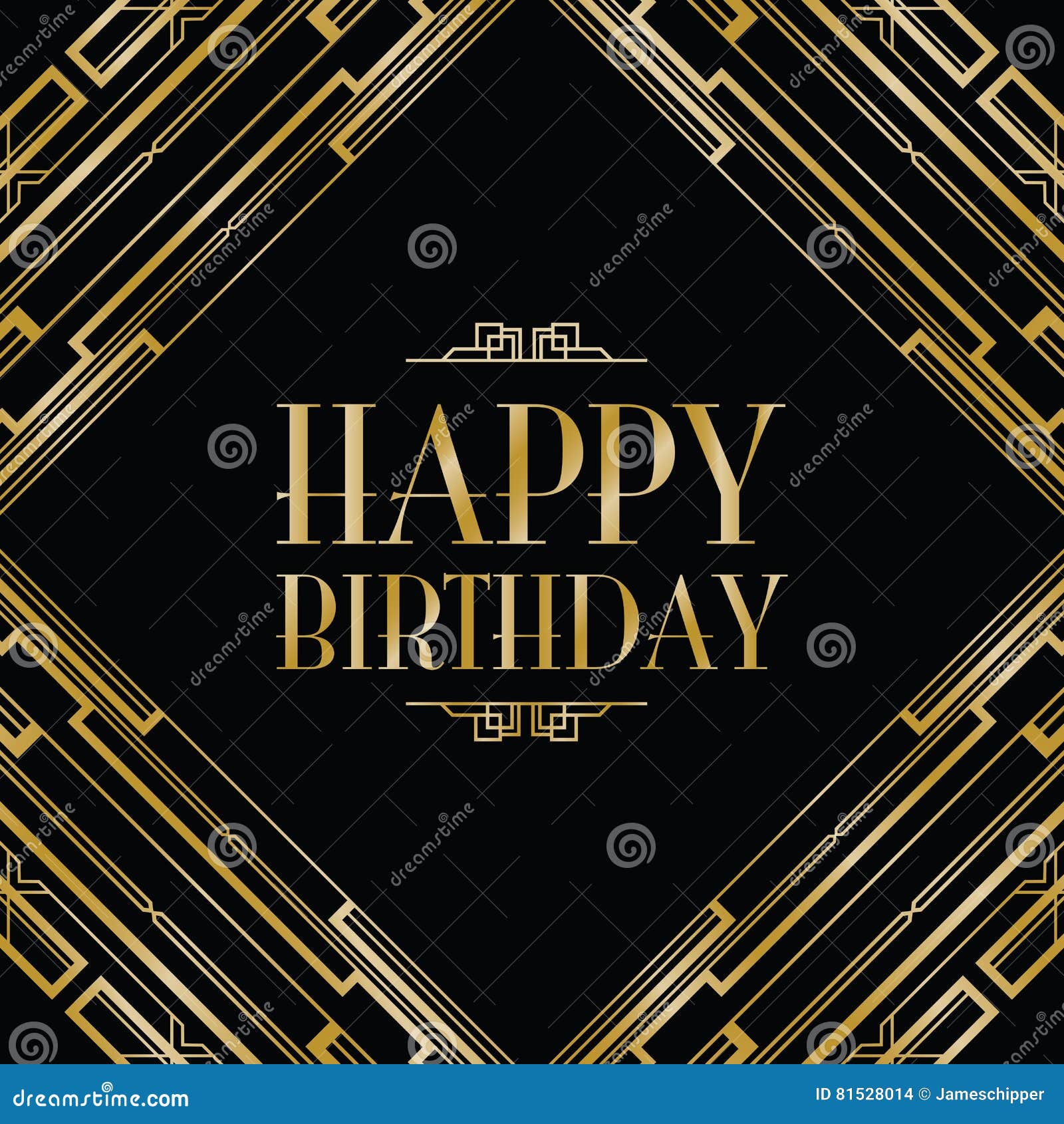 Happy birthday art deco stock vector. Illustration of diagonal 81528014