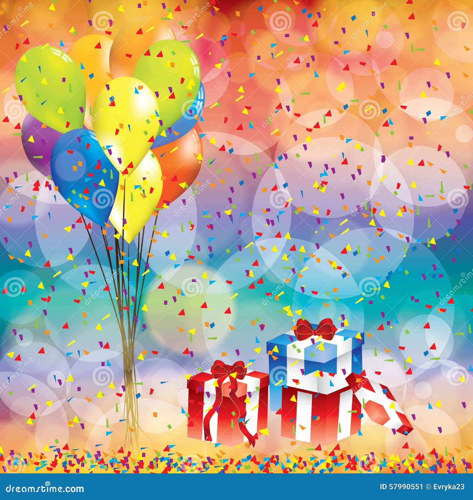 Happy Birthday Background with Balloon and Gifts Stock Vector -  Illustration of group, carnival: 57990551