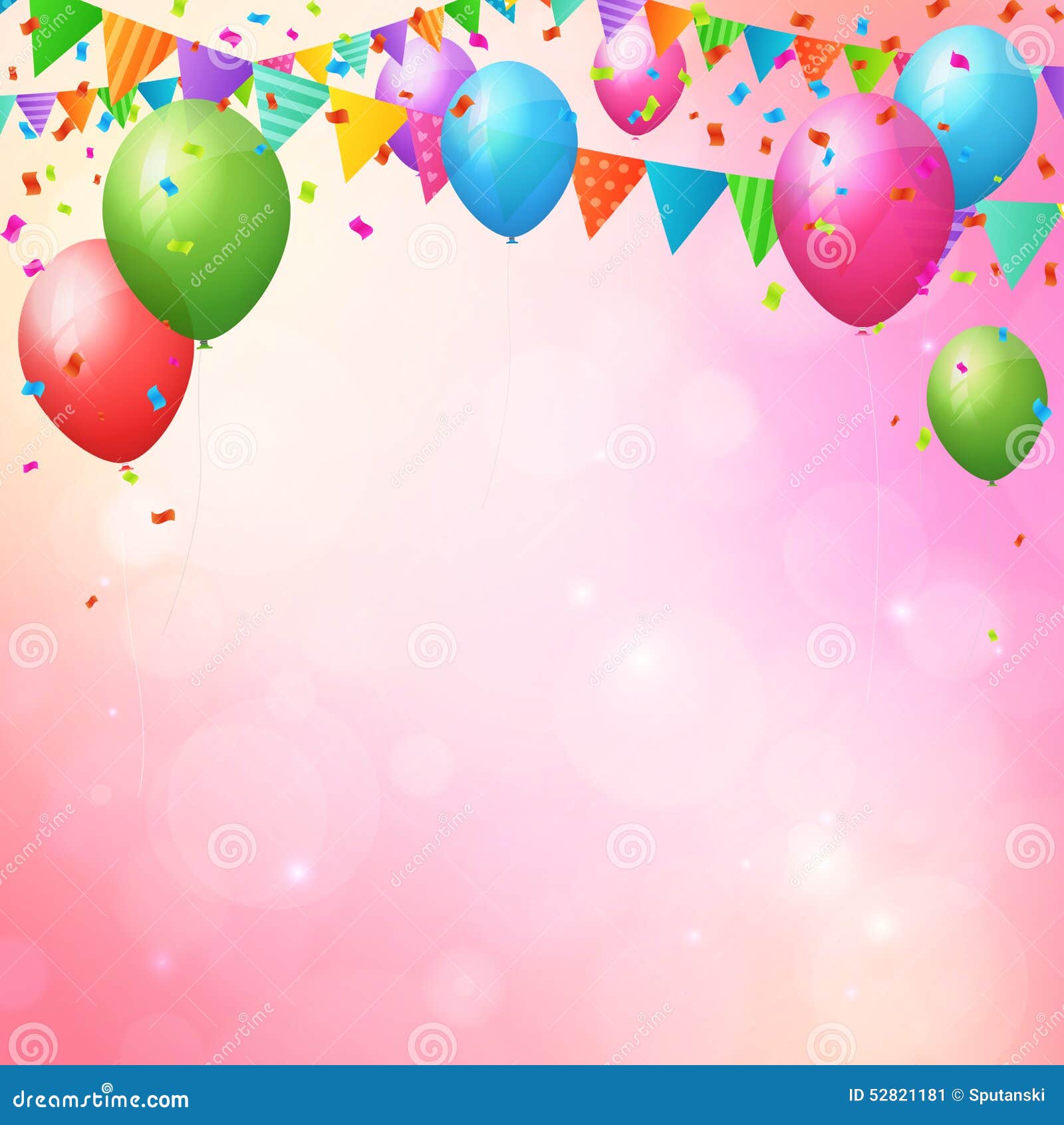 Happy Birthday Background With Balloons And Flags Stock Vector