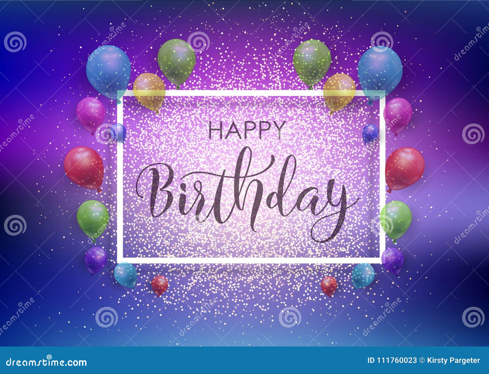Happy Birthday Background with Balloons and Glitter Stock Vector -  Illustration of holiday, vector: 111760023