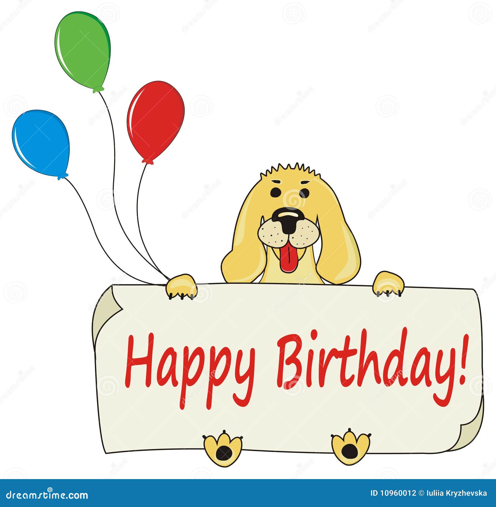 Happy Birthday Background with Cartoon Dog Stock Vector - Illustration of  celebrate, merry: 10960012