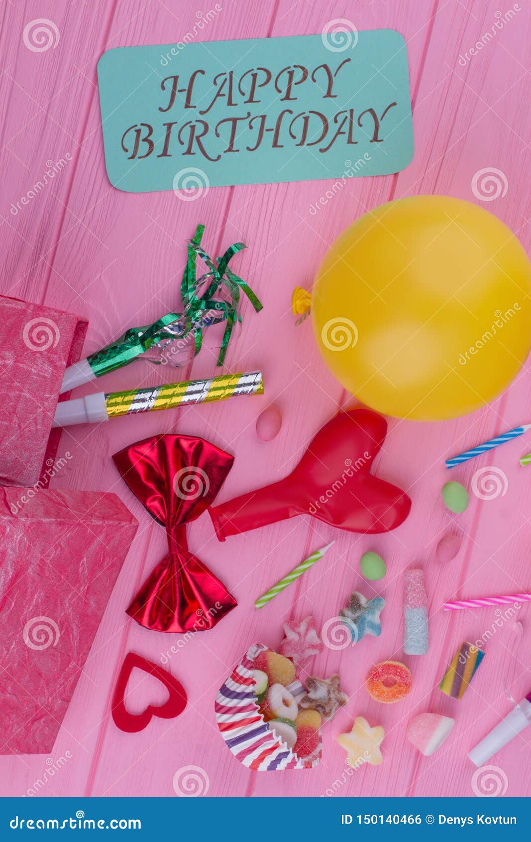 Happy Birthday Background with Party Supplies. Stock Photo - Image of ...