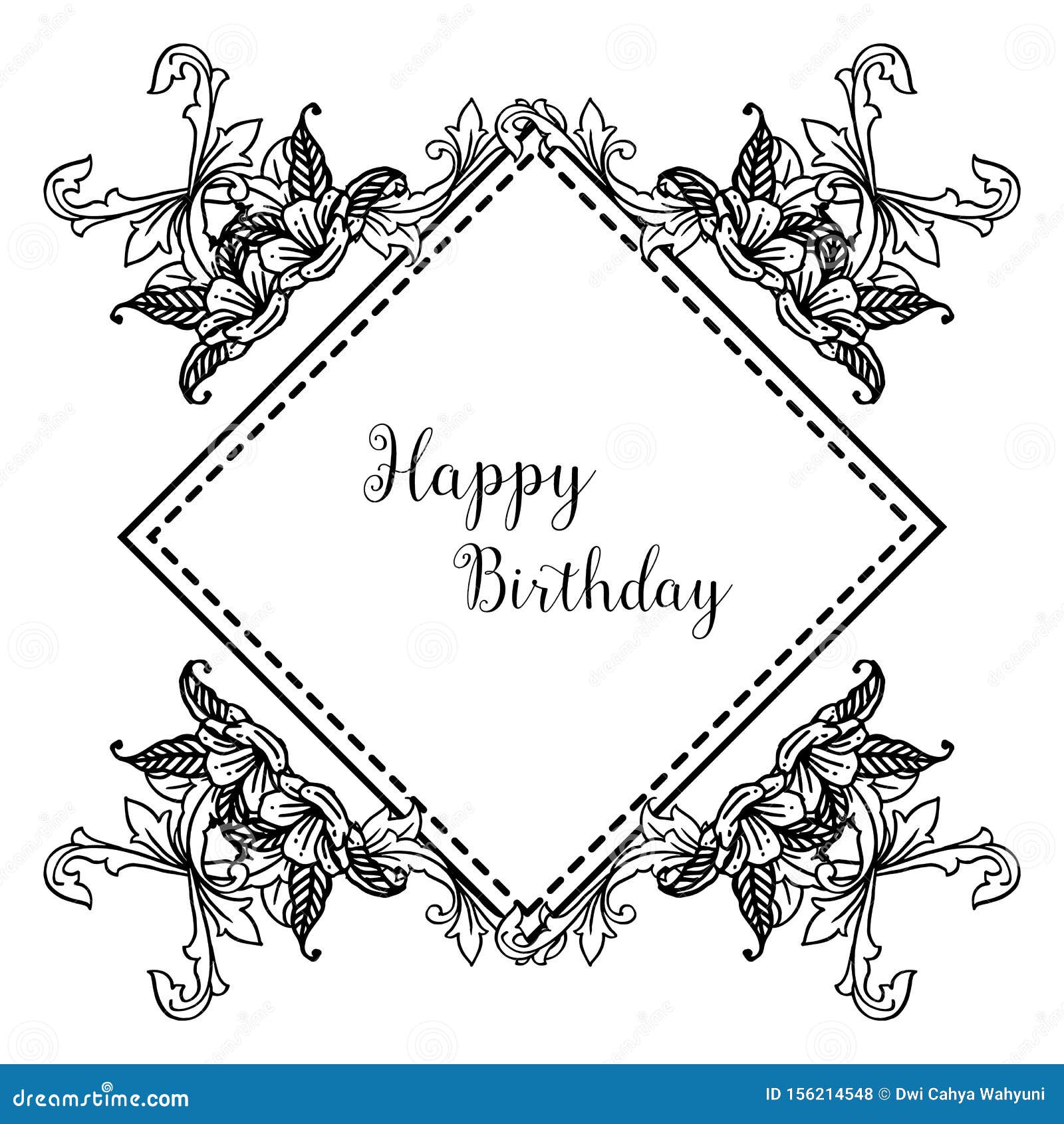 Happy Birthday Background, Template of Greeting Card, Invitation Card, with  Wallpaper Design of Beautiful Floral Frame. Vector Stock Vector -  Illustration of beautiful, card: 156214548