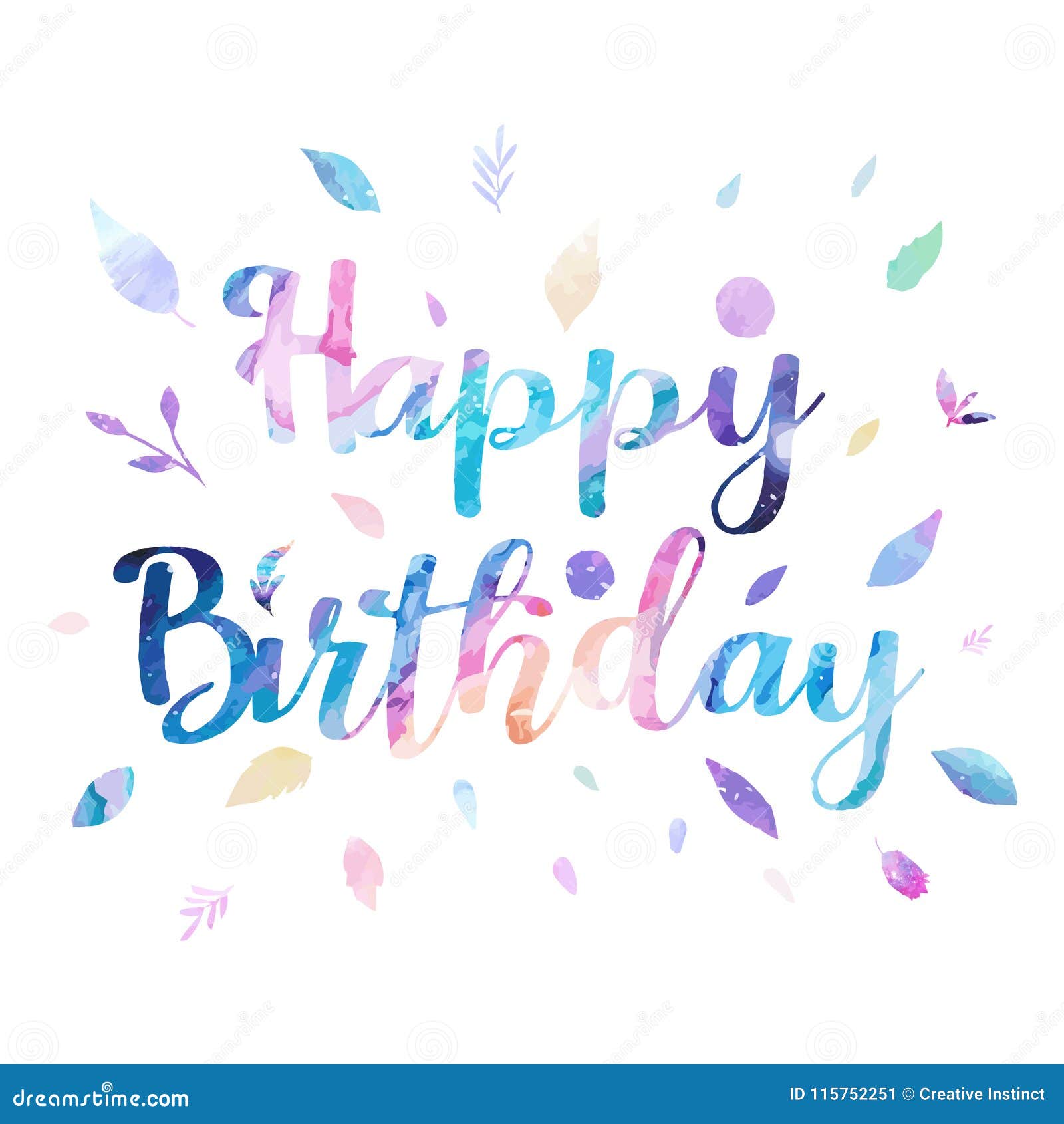 Happy Birthday Background Vector Illustration with Watercolor ...