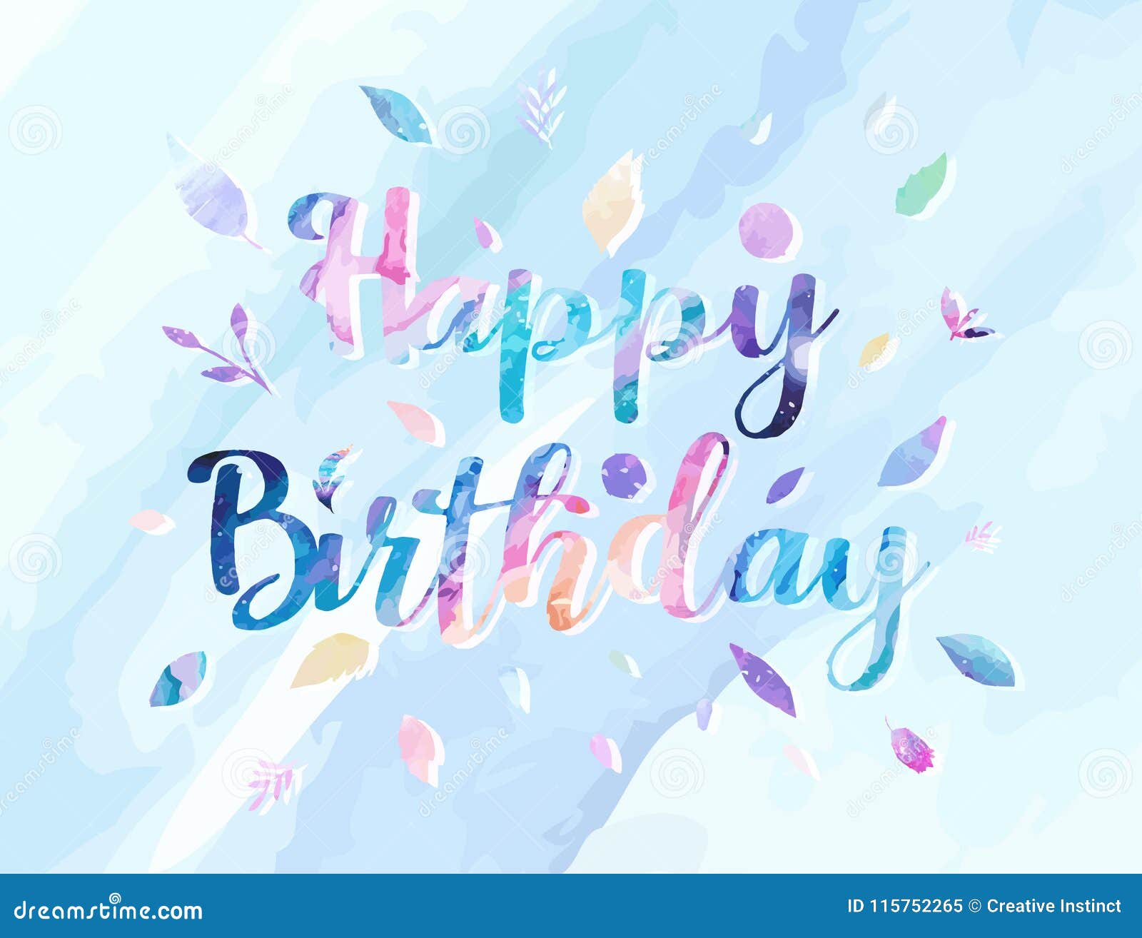 Happy Birthday Background Vector Illustration with Watercolor ...