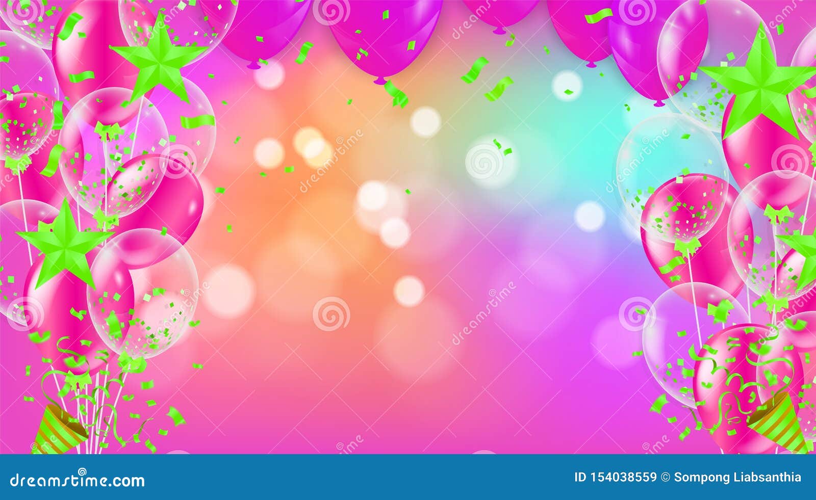 Happy Birthday Backgrounds Grand Opening Ceremony Vector Banner. Realistic  Glossy Balloons, Confetti Stock Vector - Illustration of fair, funny:  154038559
