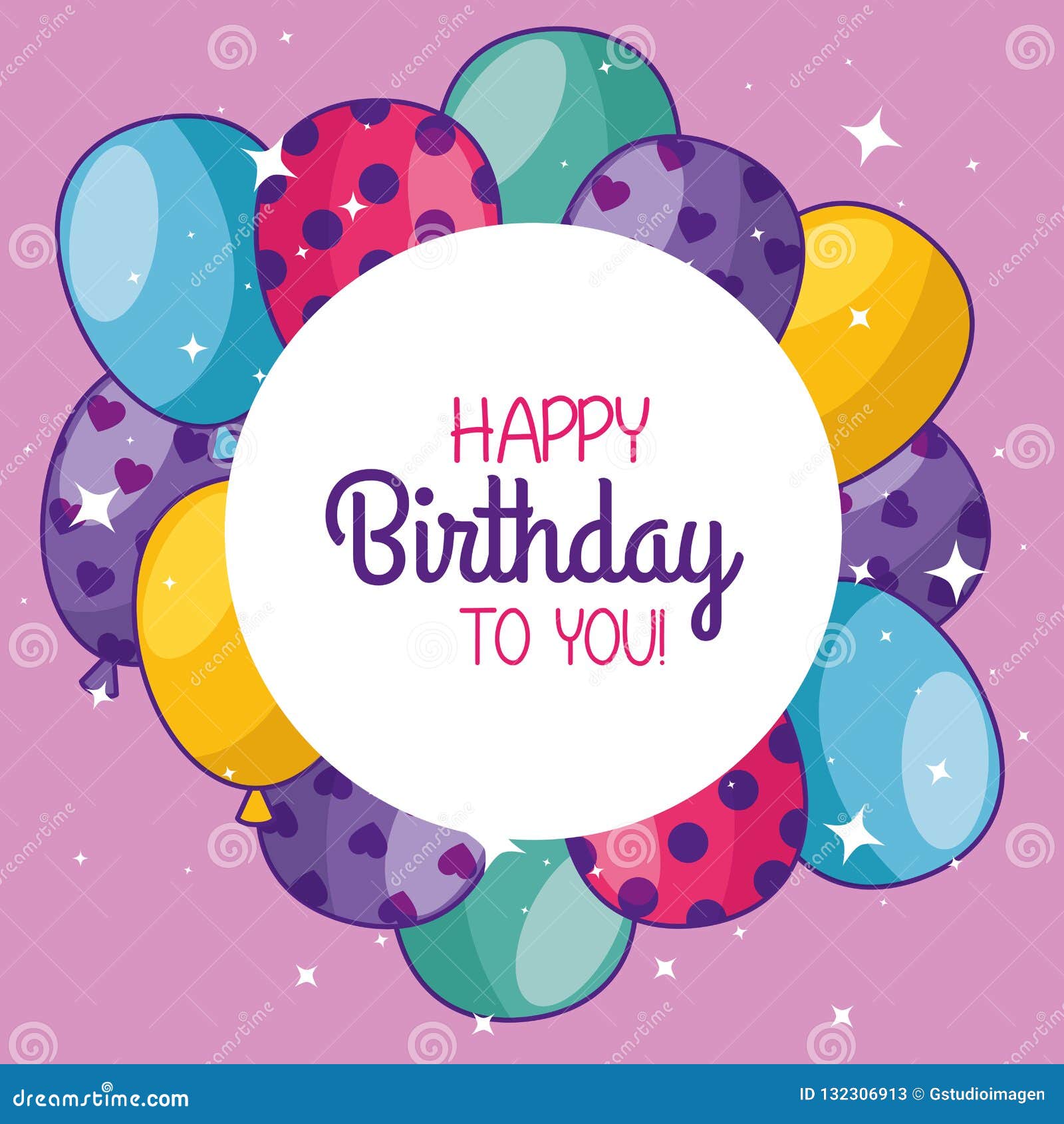 Happy Birthday with Balloons and Sticker Decoration Stock Vector ...