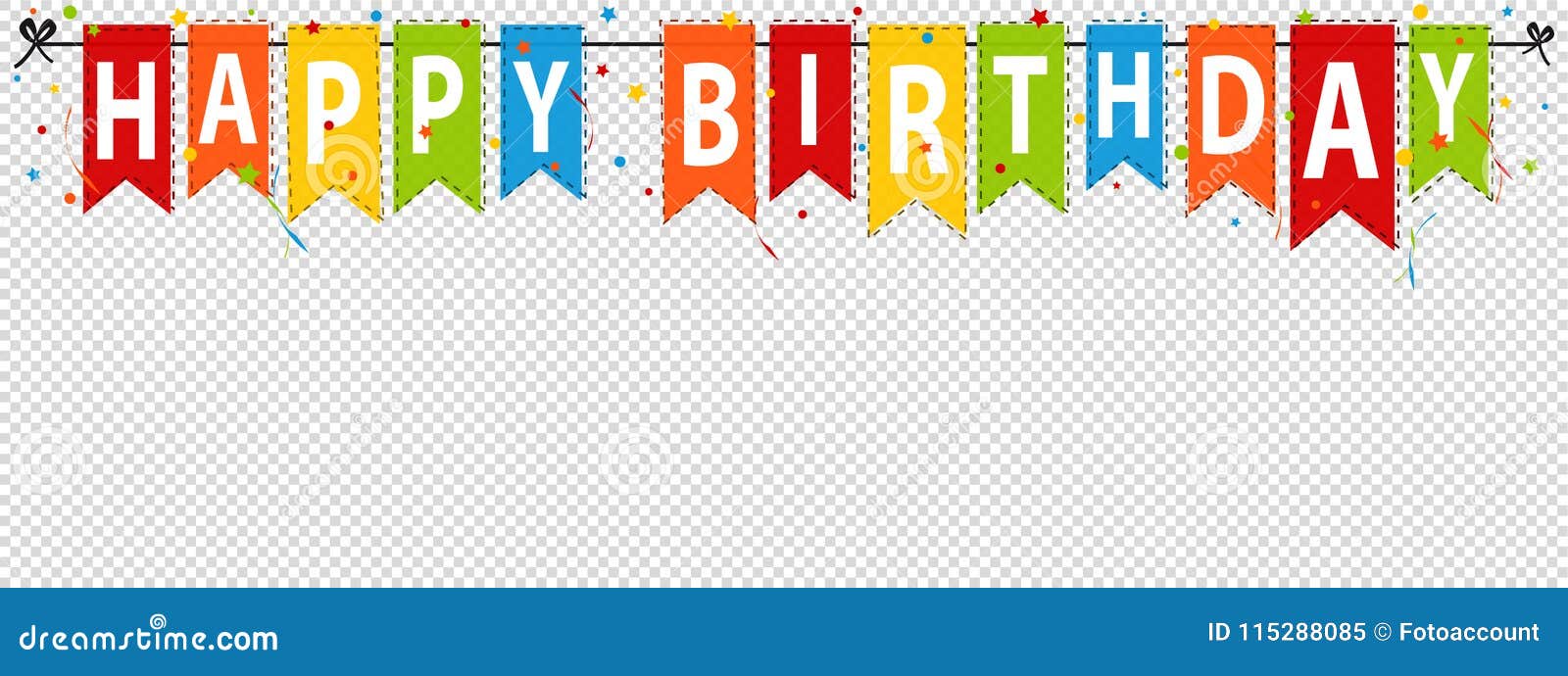 Happy Birthday Banner, Background - Editable Vector Illustration - Isolated on Transparent Stock Vector - Illustration of card, banner: 115288085