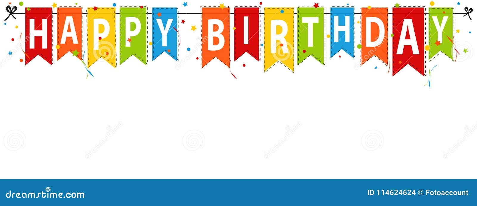 Happy Birthday Banner, Background - Editable Vector Illustration Stock  Vector - Illustration of confetti, blue: 114624624