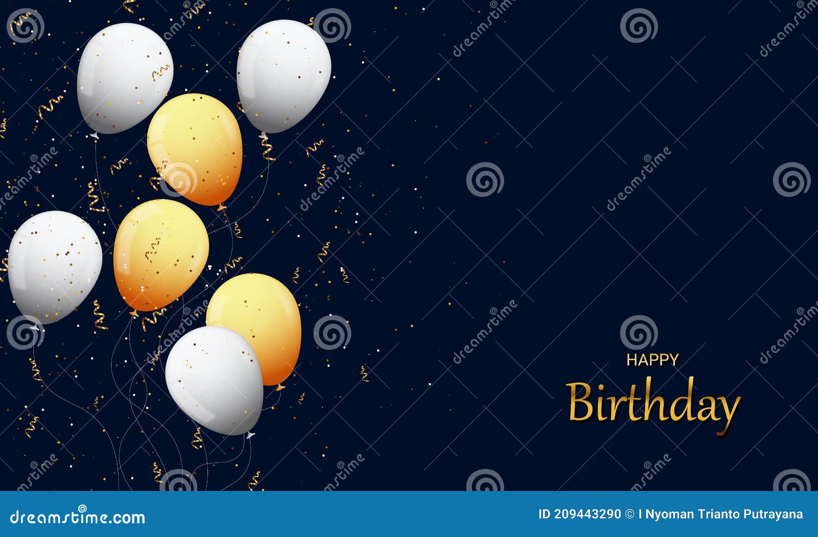 Happy Birthday Banner Background with White and Gold Balloon Gold ...