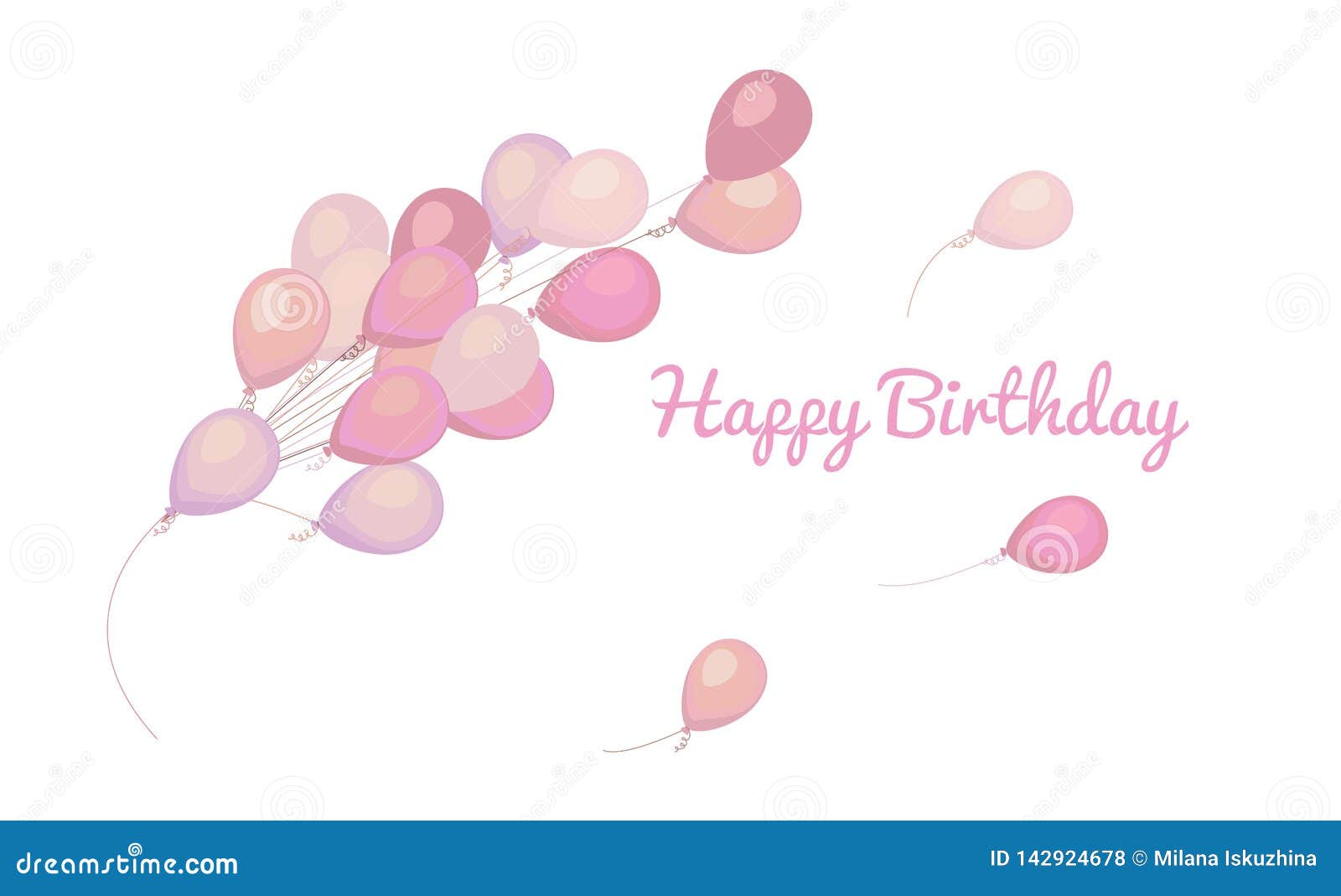 Happy Birthday Banner, Greeting Card Template with Bunch of Balloons in  Pastel Stock Vector - Illustration of greeting, card: 142924678