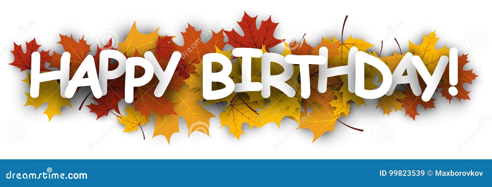 Happy Birthday Banner With Leaves. Stock Vector ...