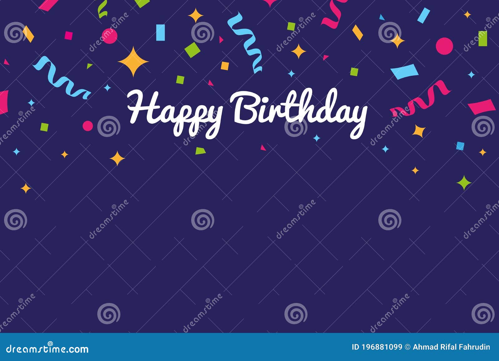 Happy Birthday Banner. Birthday Party Background Design with Confetti on  Dark Blue Background Stock Illustration - Illustration of gift, bright:  196881099