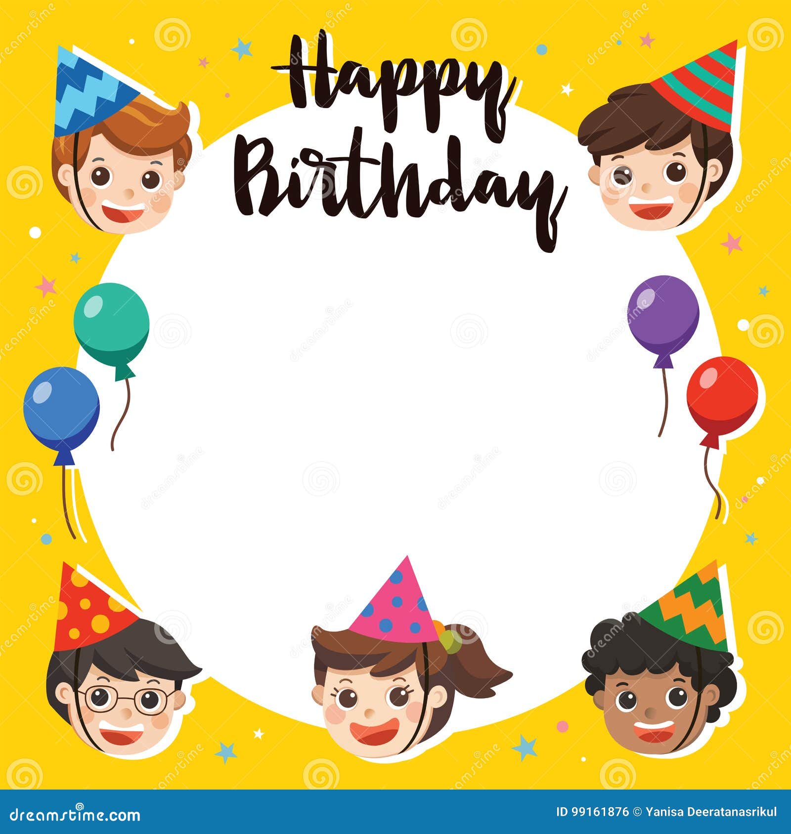 Happy Birthday. Beautiful Kids Greeting Funny. Stock Vector ...