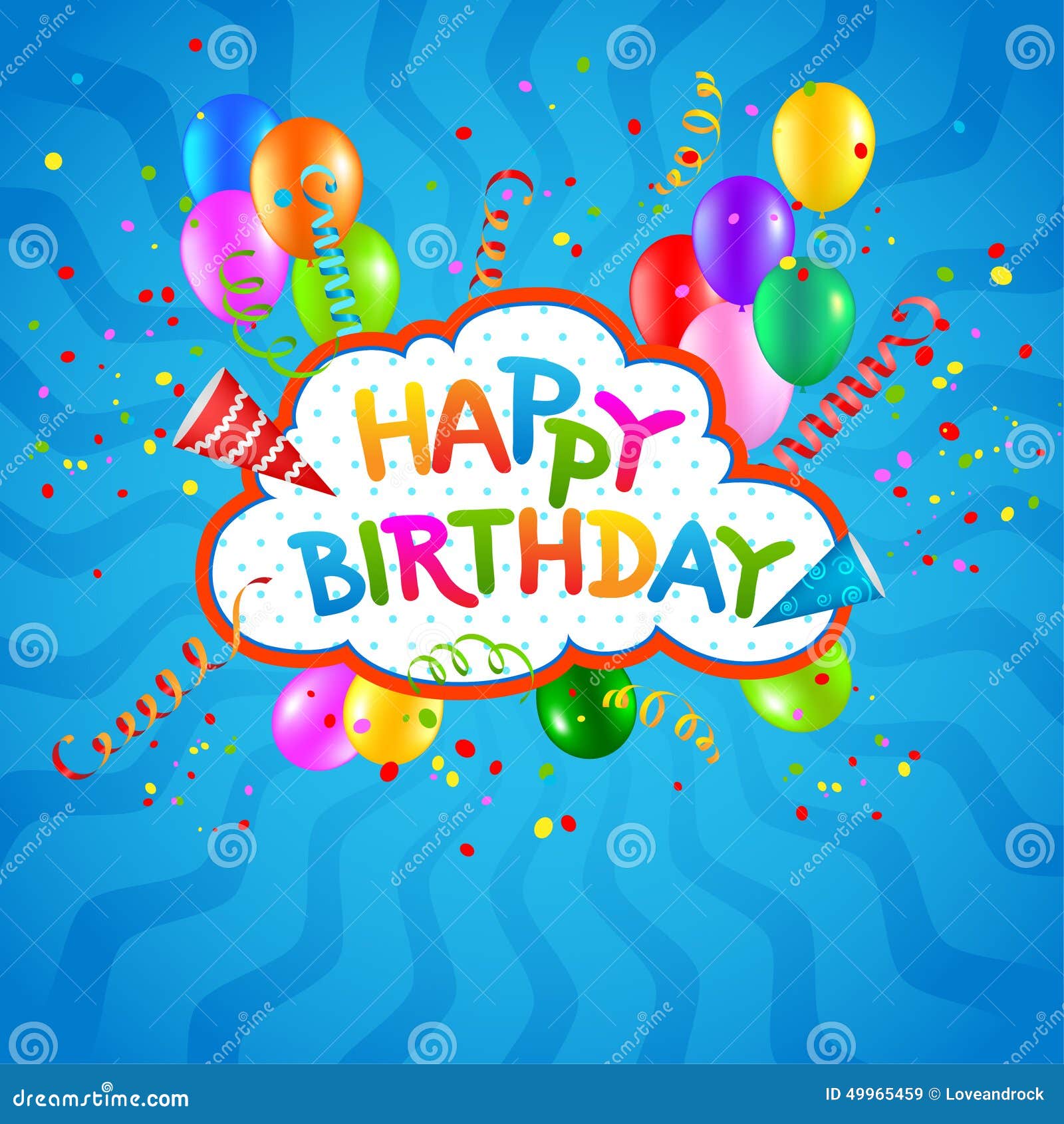 Happy Birthday Blue Background Stock Illustration - Illustration of ...