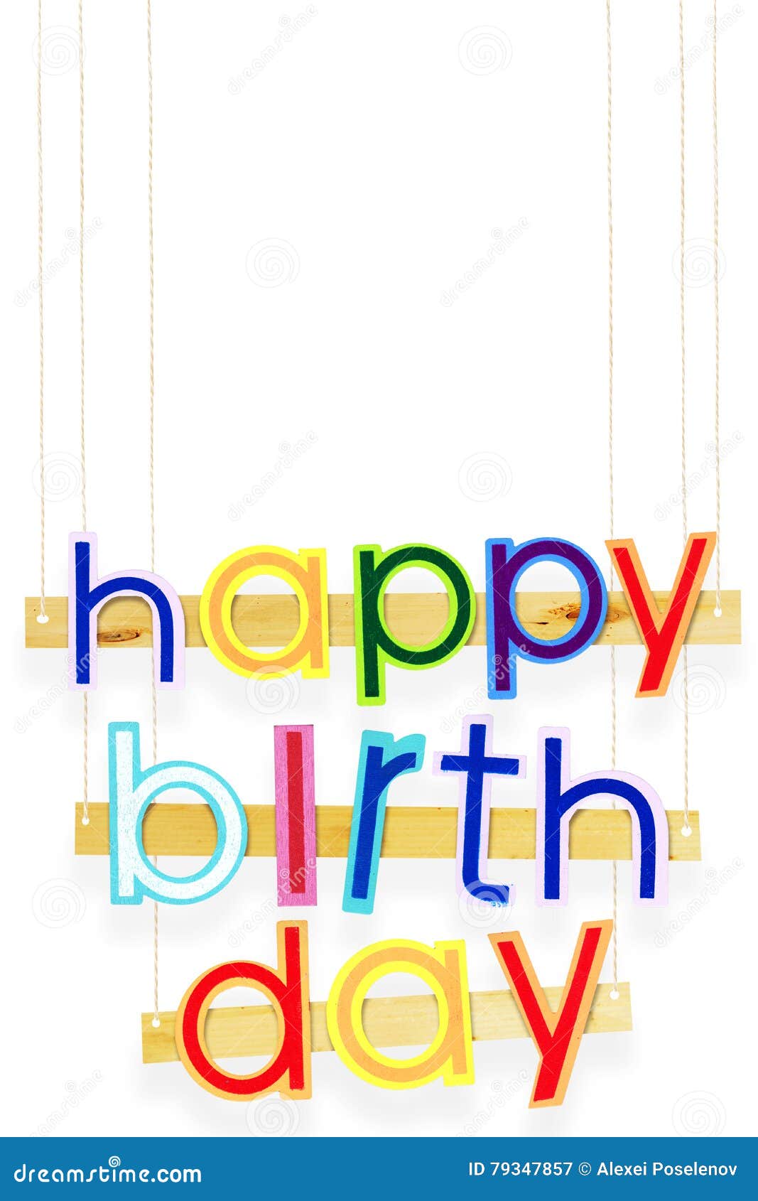 Happy Birthday. Bright Multi Colored Painted Letters on White Stock ...