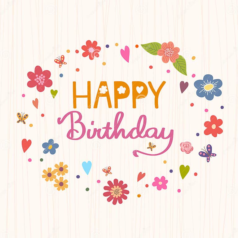Happy Birthday. Bright and Stylish Vector Text on a Strip Backgr Stock ...