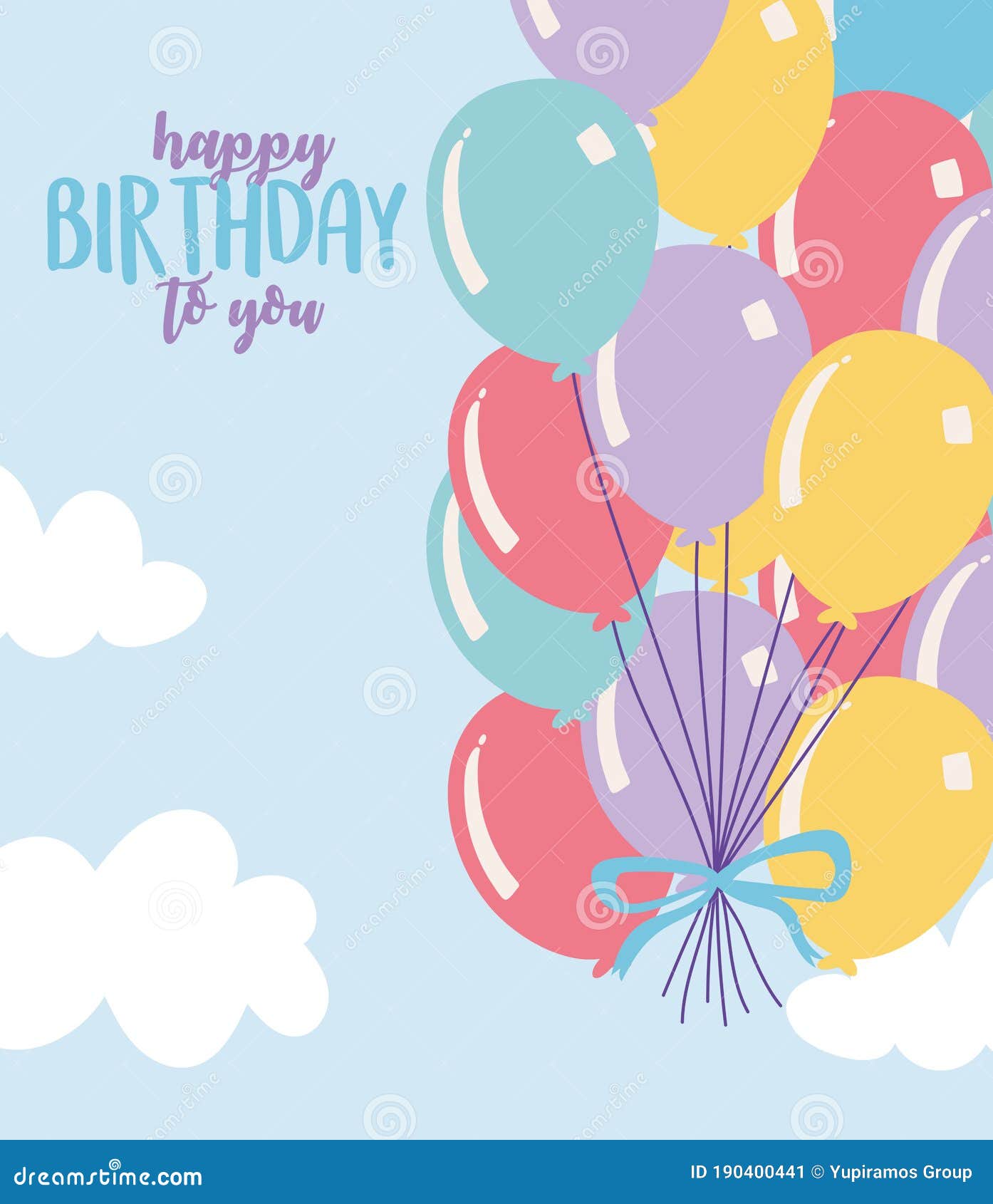 Happy Birthday, Bunch Balloons Celebration Decoration Cartoon Stock ...