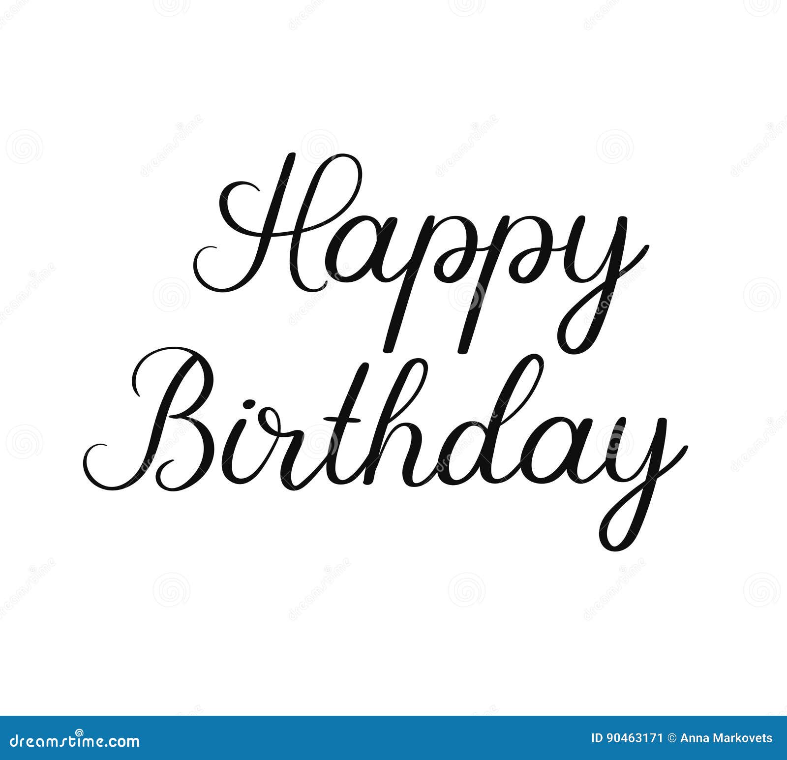 Happy Birthday Calligraphy Inscription On White Background