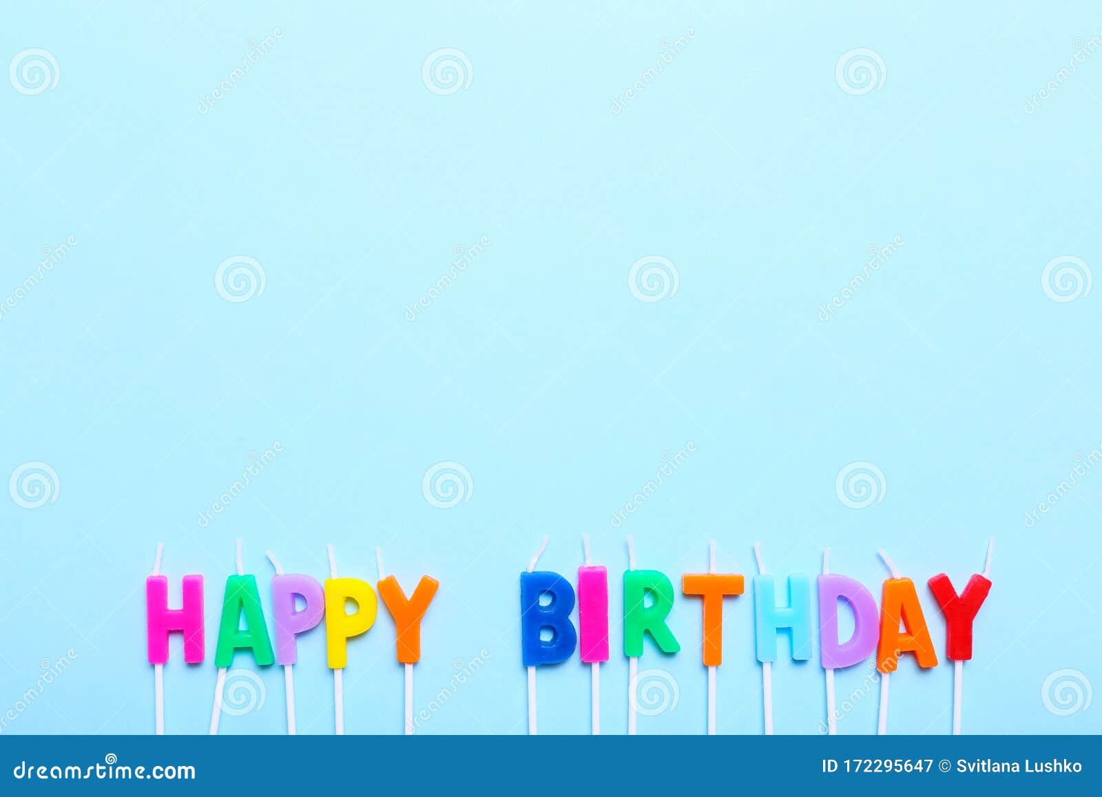 Happy Birthday Candles on Blue Background with Copy Space Stock Image ...