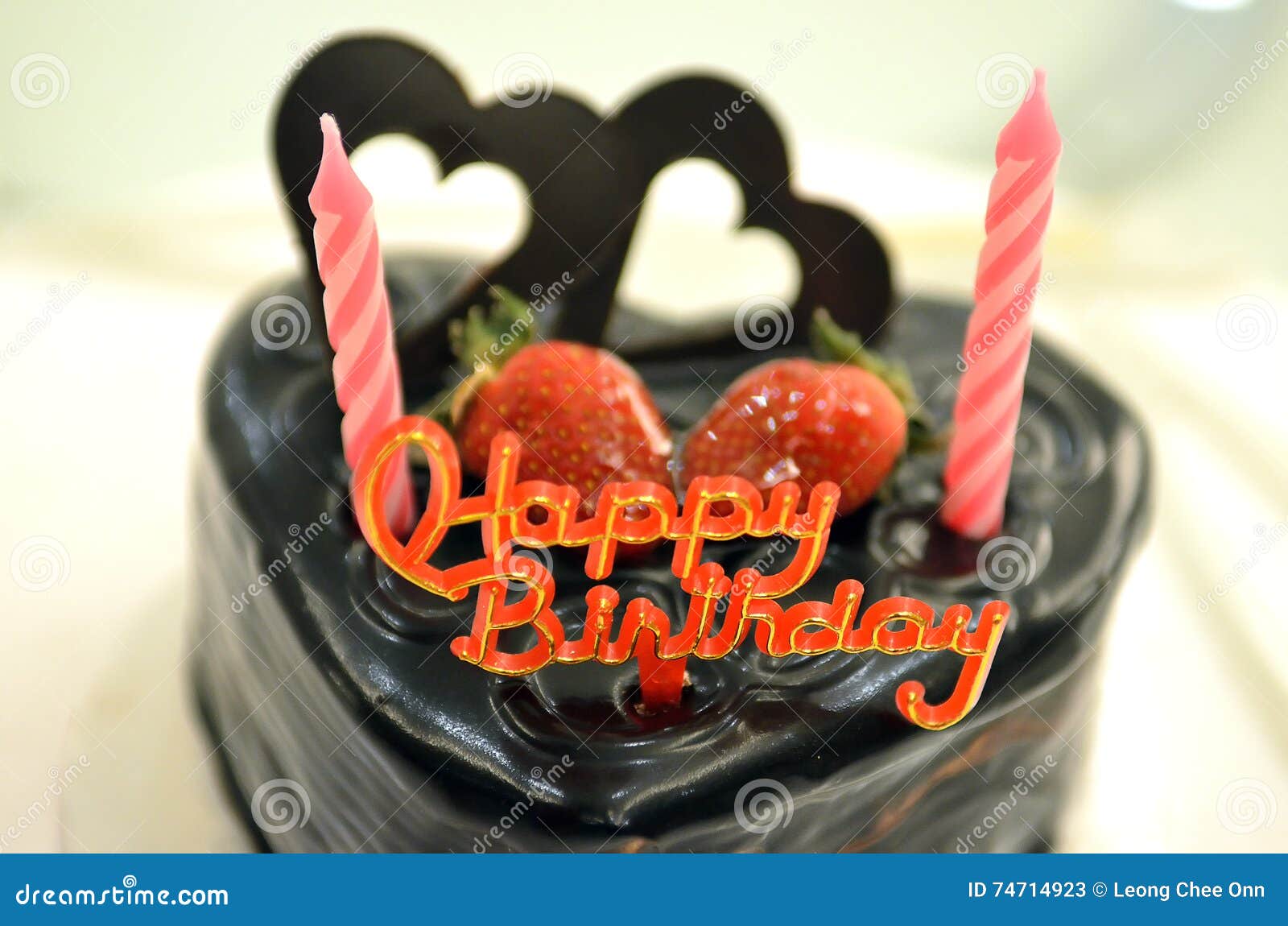 Happy Birthday Candles On Chocolate Cake Stock Image Image Of Cream Sweet