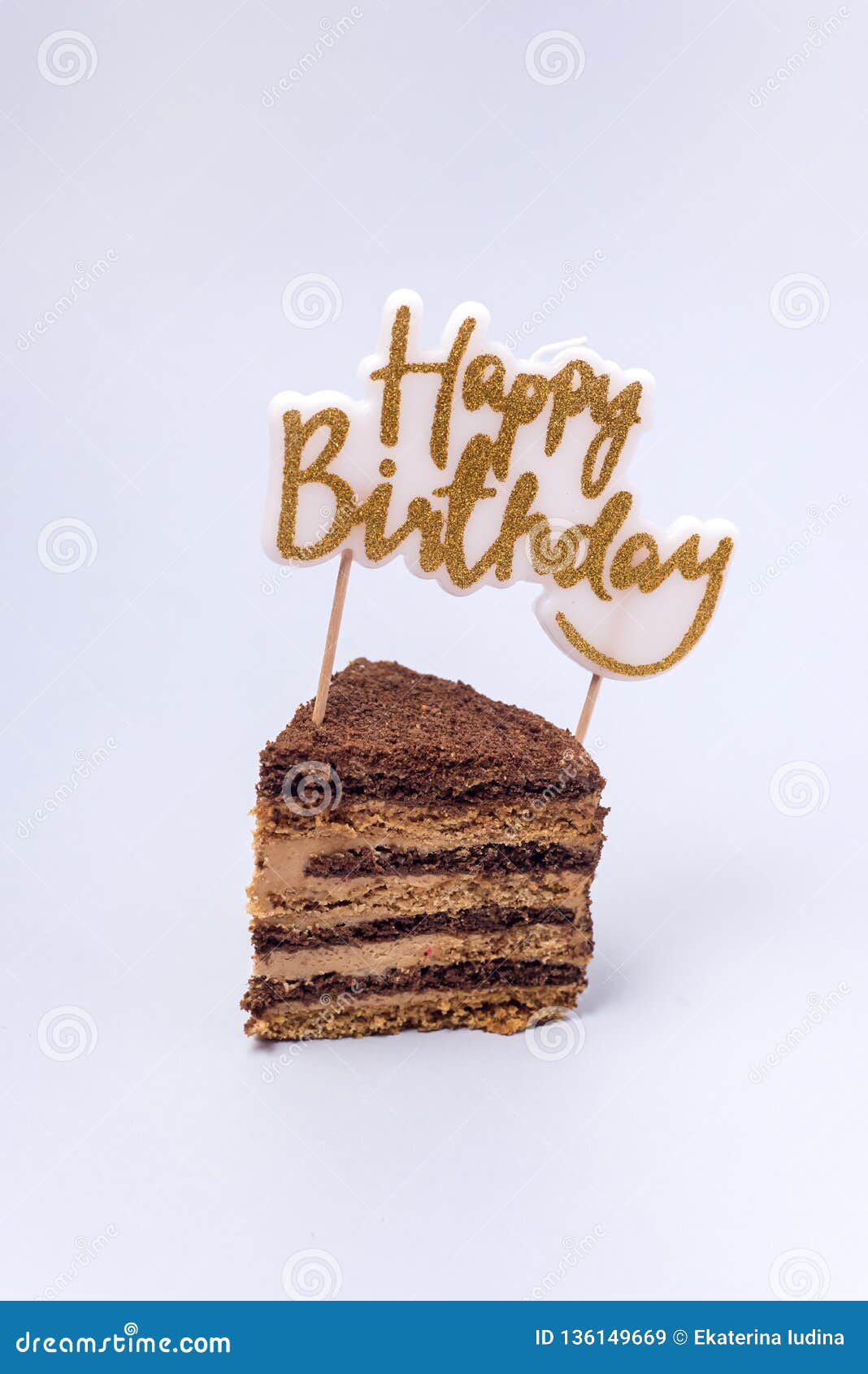Happy Birthday Candles on Slice of Chocolate Cake Tasty Slice of ...