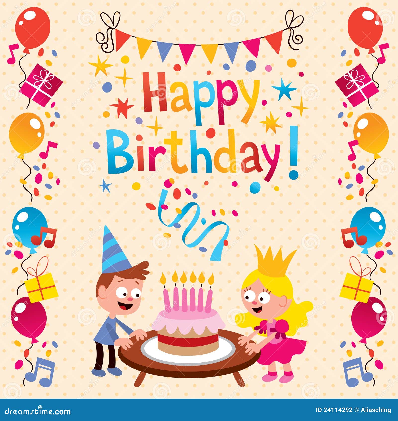 Happy Birthday card stock vector. Illustration of party - 24114292
