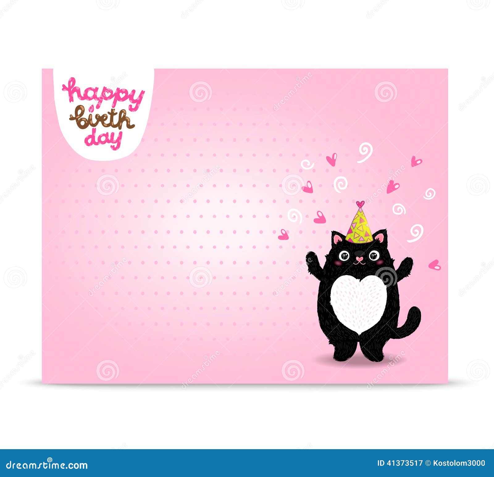 Download Happy Birthday Card Background With A Cat. Stock Vector ...