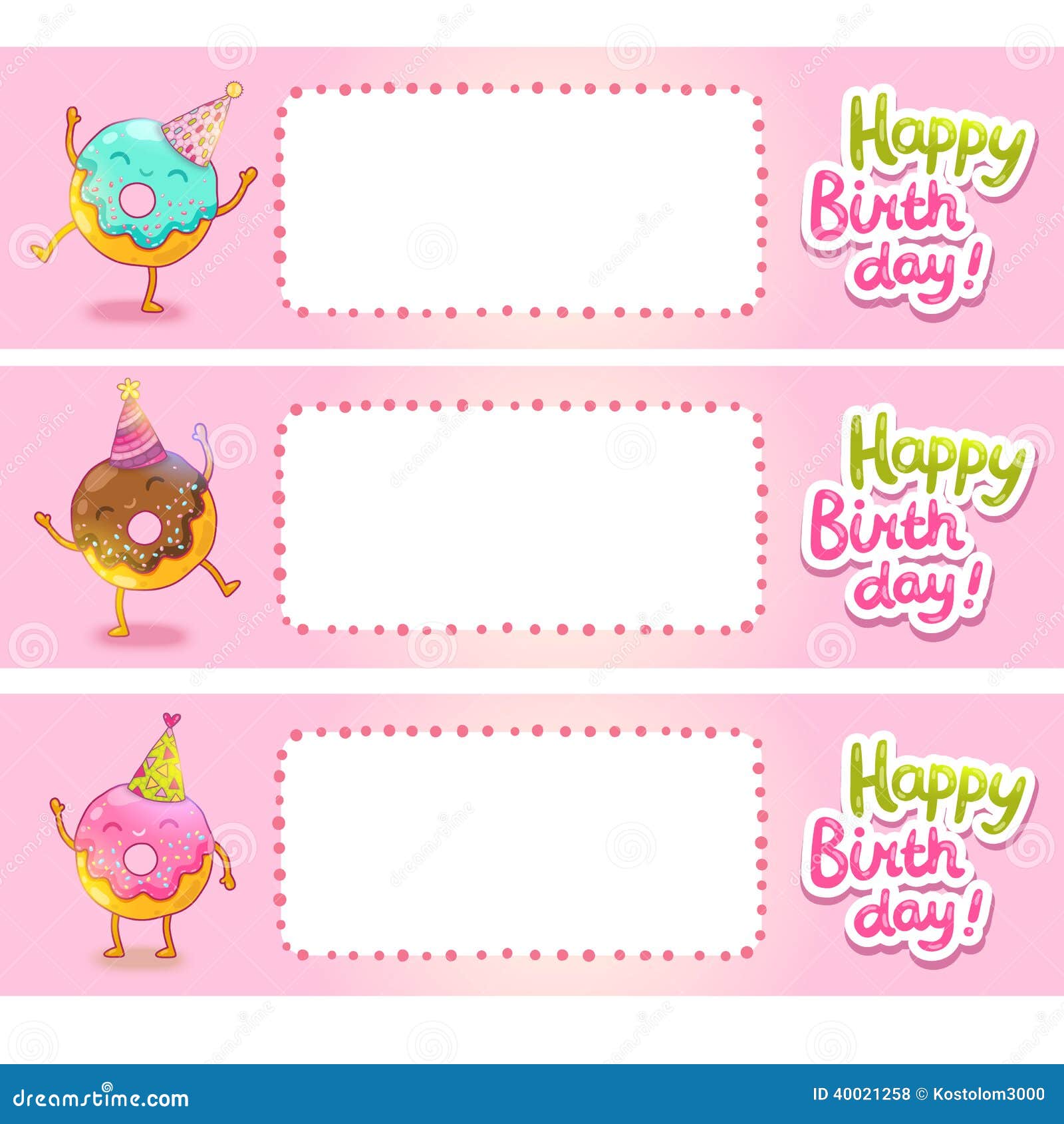 Happy Birthday Card Background with Cute Donut. Stock Vector ...