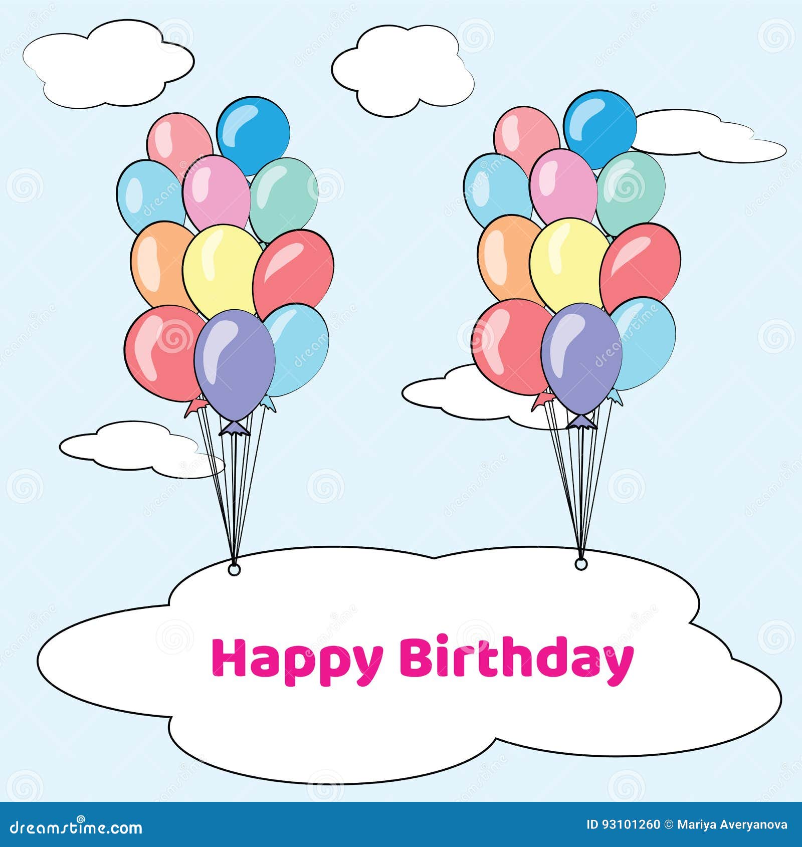 Happy Birthday Card with Balloons Stock Vector - Illustration of happy ...