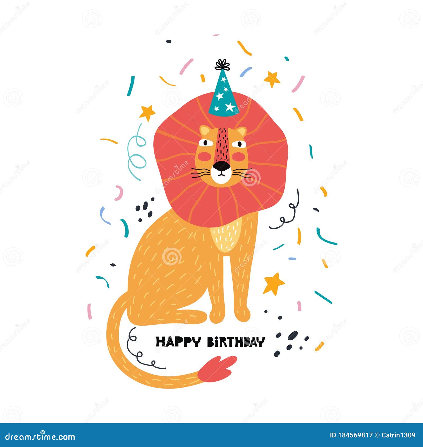 Download Happy Birthday Card Or Banner. Funny Lion Birthday. Wild ...