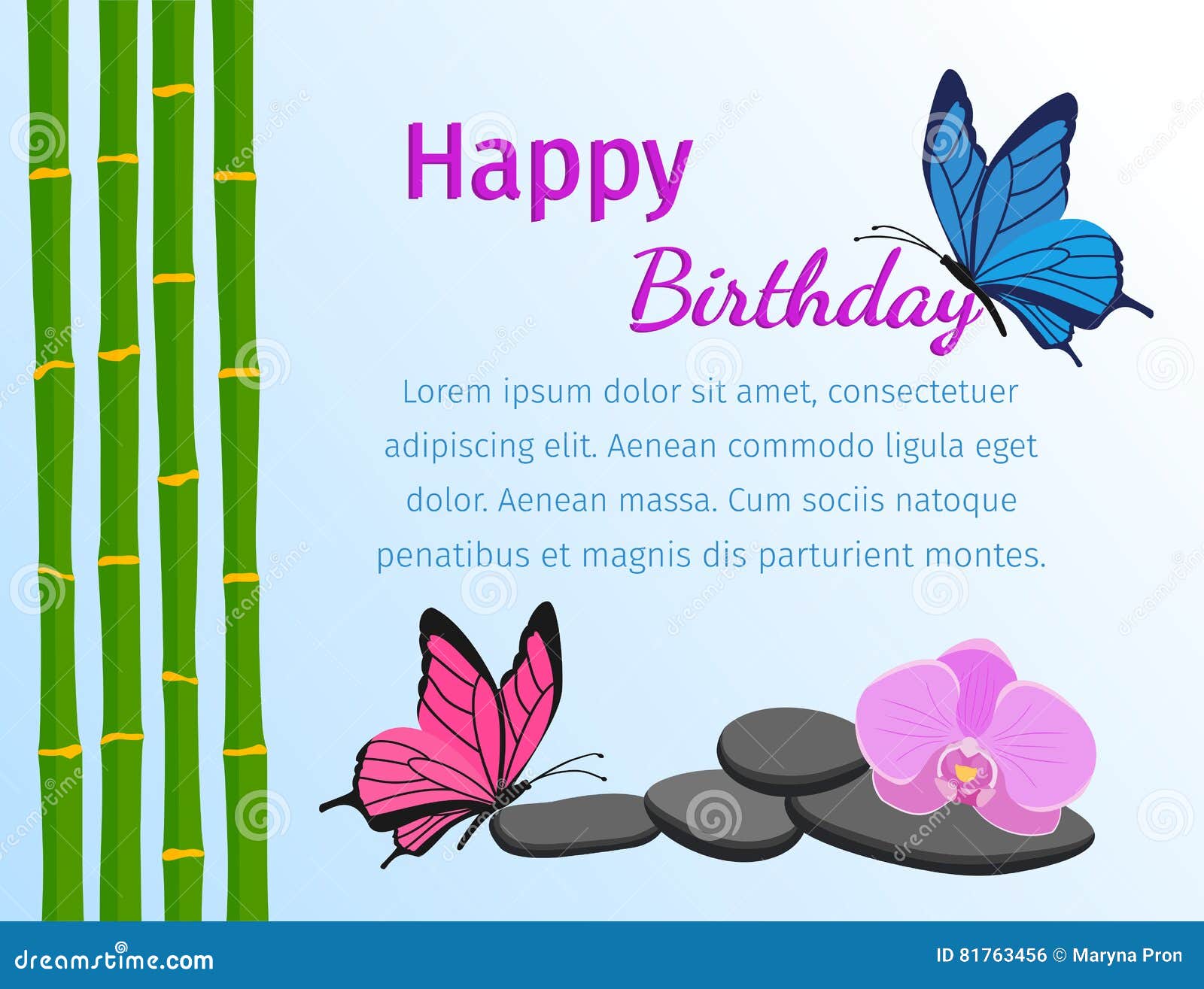 Download Happy Birthday Card With Butterflies On Blue Background ...