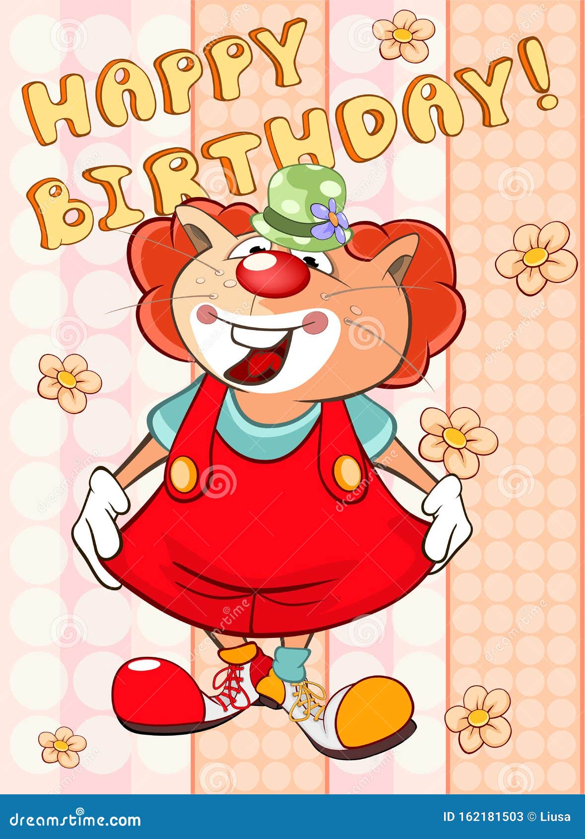 Download Happy Birthday Card Cute Cartoon Character Cat . Vector ...
