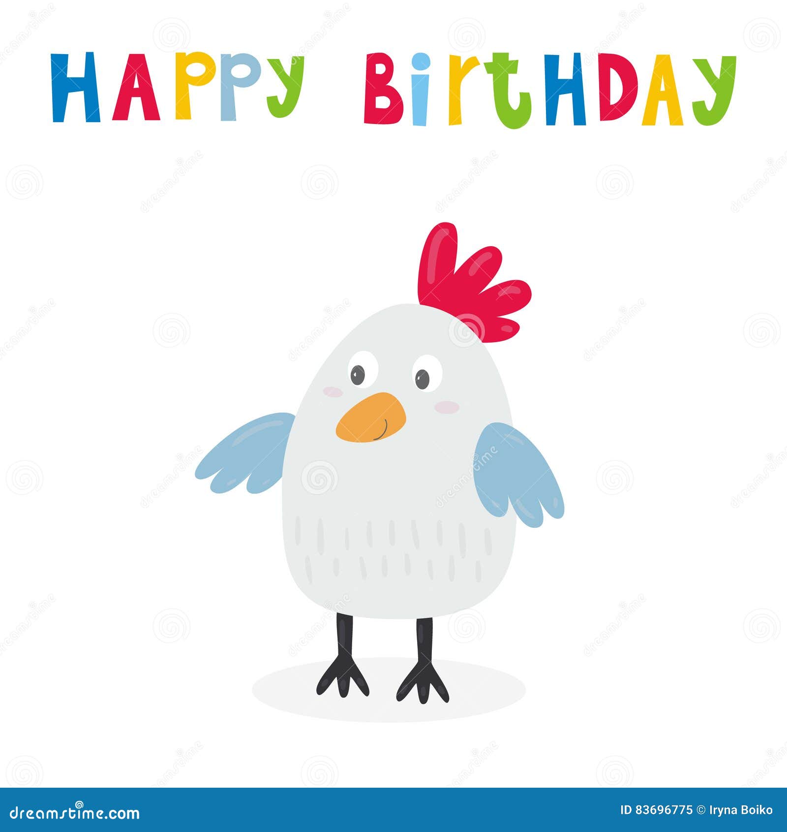 Happy Birthday Card with Cute Chicken Cartoon Character, Vector  Illustration Stock Vector - Illustration of industry, food: 83696775