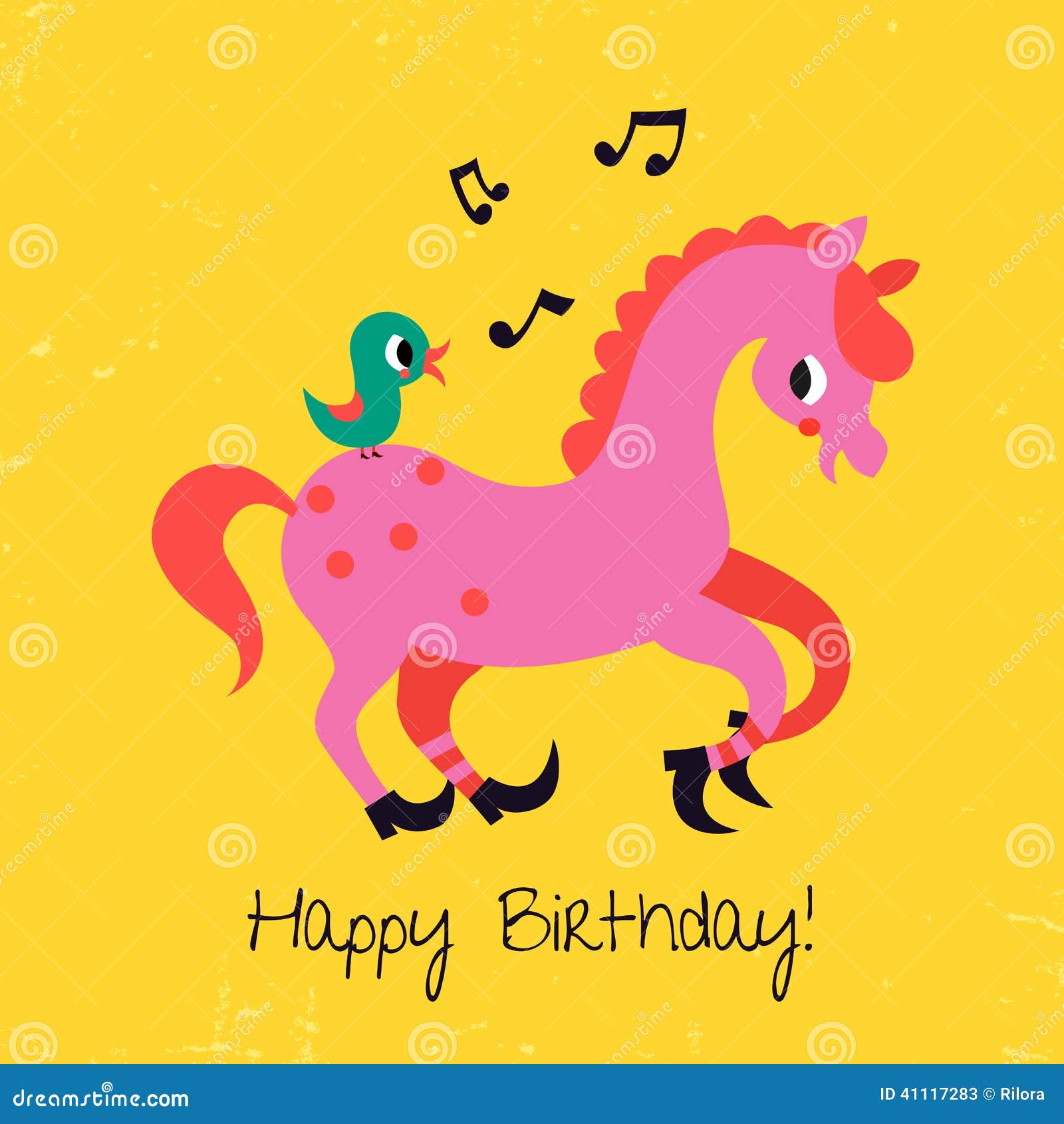 Happy birthday card design stock vector. Illustration of horse - 41117283