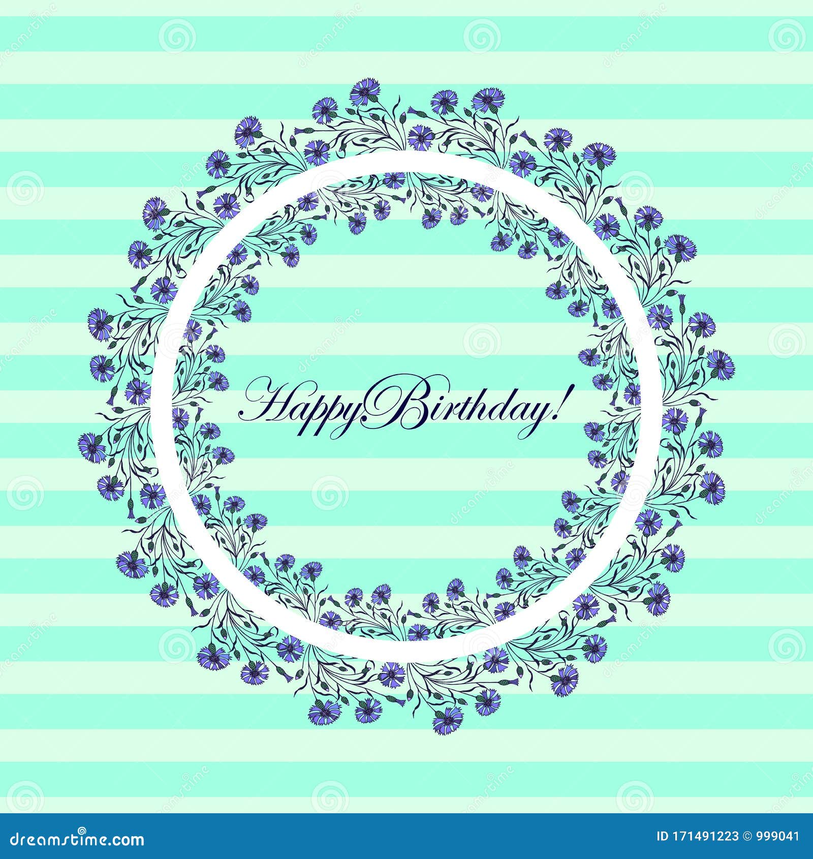 Happy Birthday! - Card. Frame of Flowers of Cornflowers. Eps10 Vector ...