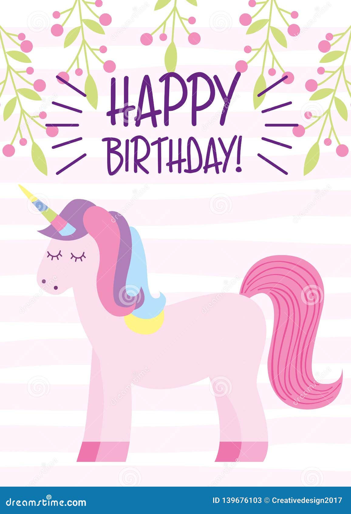 Happy birthday card stock vector. Illustration of fairy - 139676103