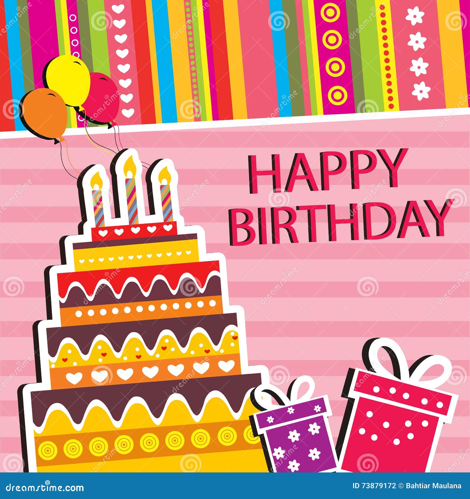 Happy birthday card stock vector. Illustration of happy - 73879172