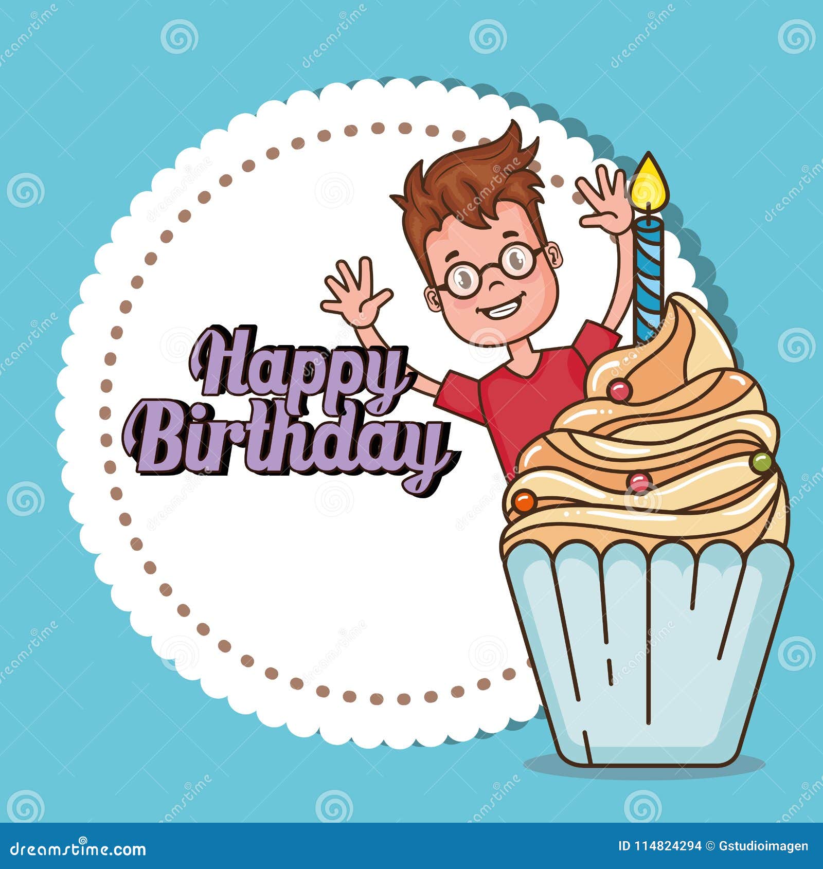 Download Happy Birthday Card With Little Boy Stock Vector ...