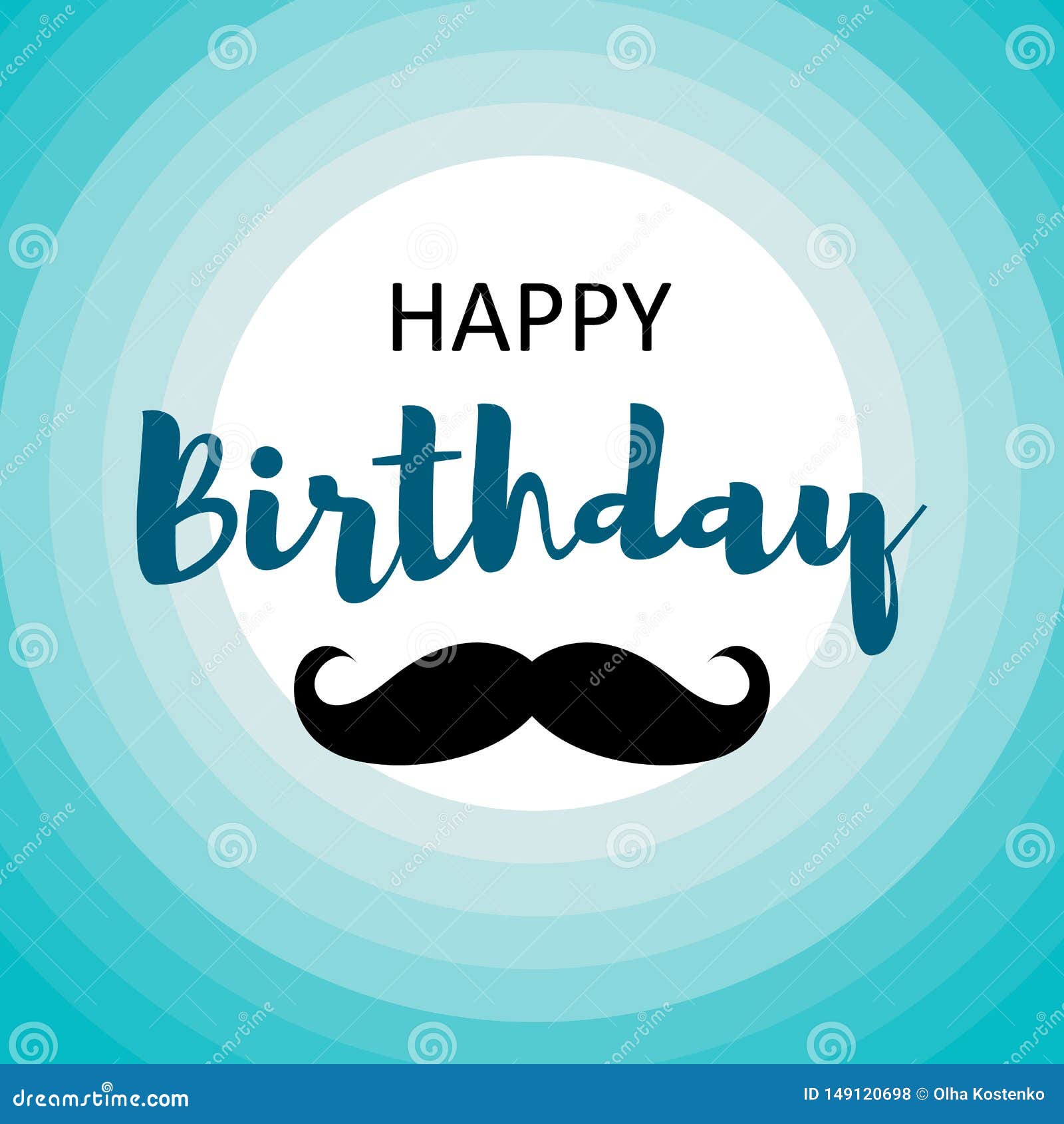 Happy Birthday Card For Men With Mustache Stock Vector