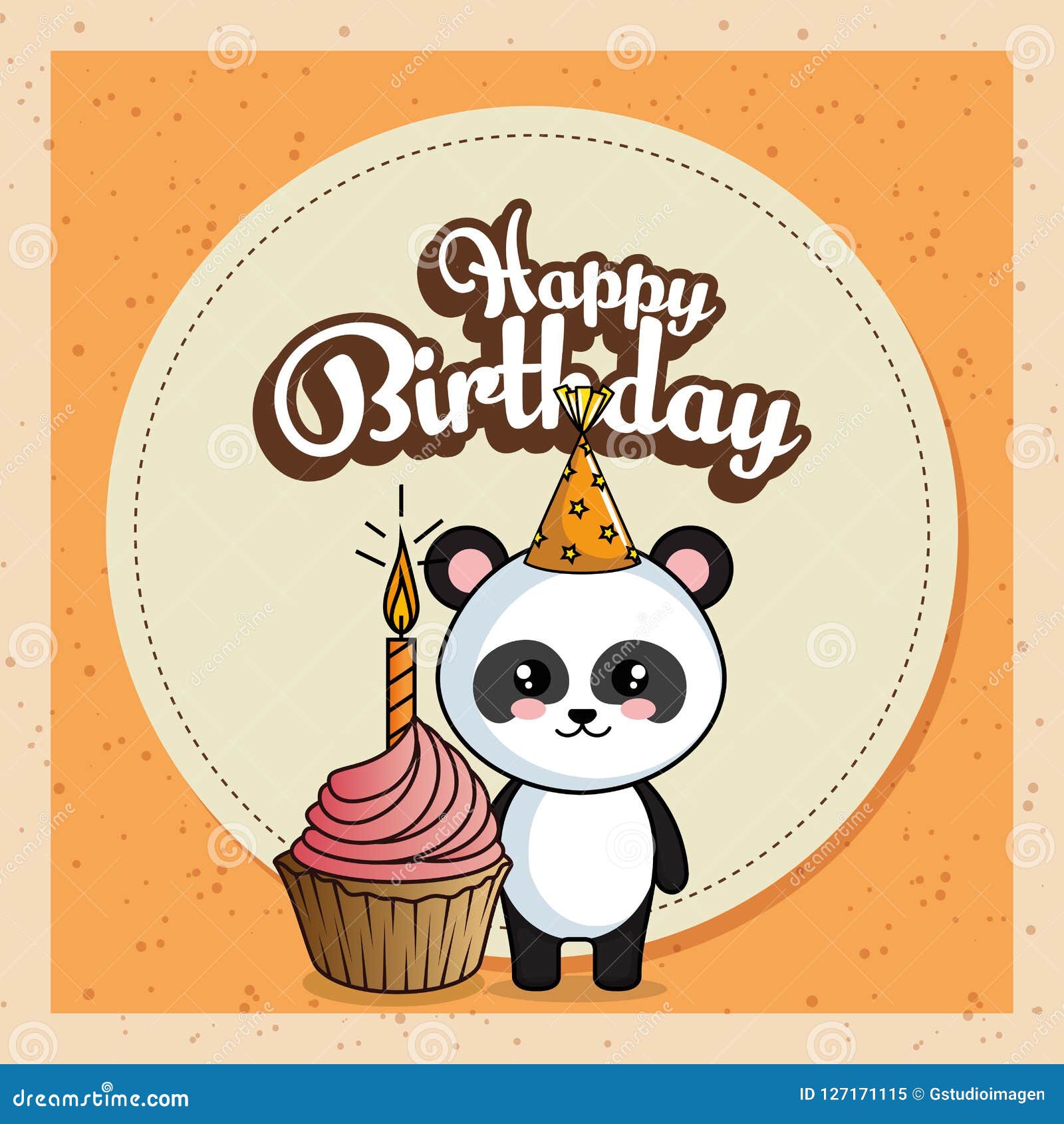 Download Happy Birthday Card With Panda Bear Stock Vector ...