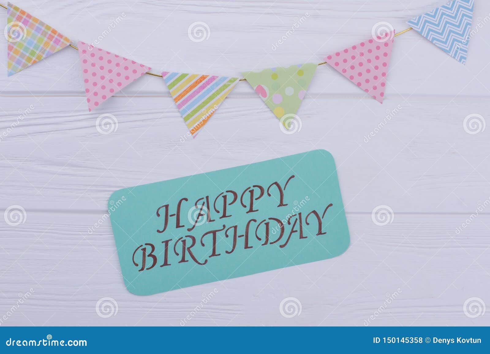 Happy Birthday Card And Paper Flags. Stock Photo - Image of banner ...