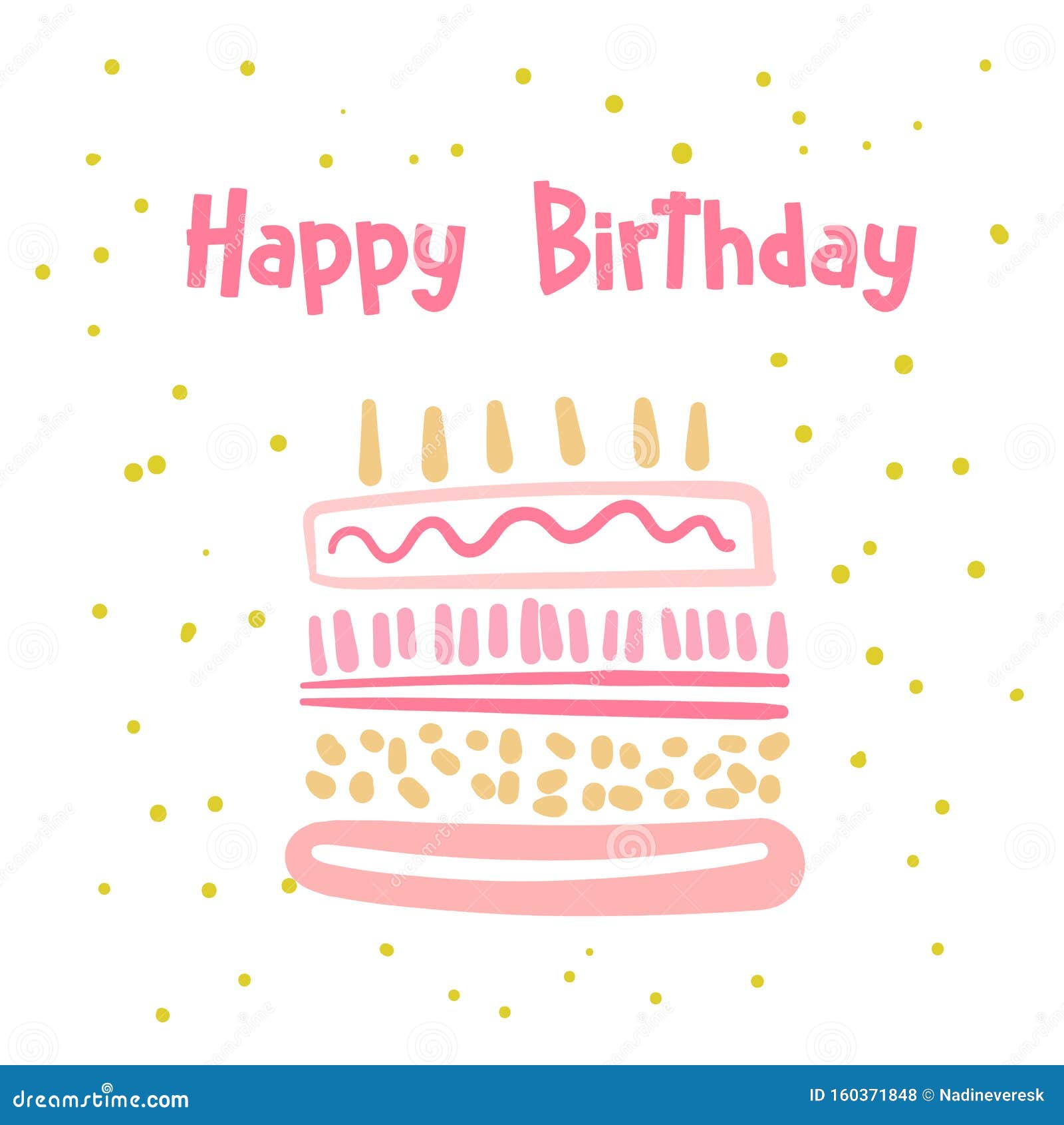 Happy Birthday Card, Postcard, Poster, Background With Cute Cake. Stock ...