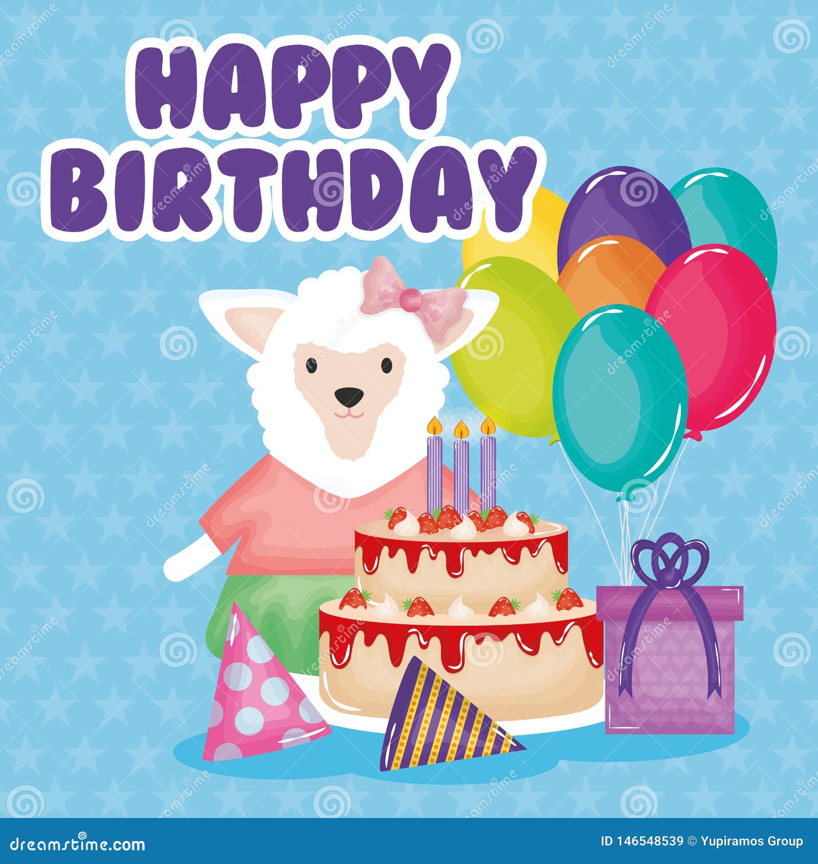 Happy Birthday Card with Rabbit Character Stock Vector - Illustration ...