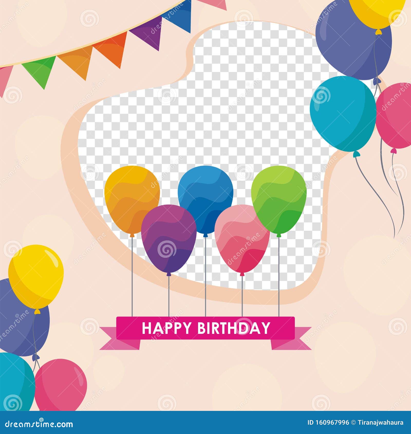 Happy Birthday Card Template Design With Trendy And Cute Design Stock Vector Illustration Of Birthday Card