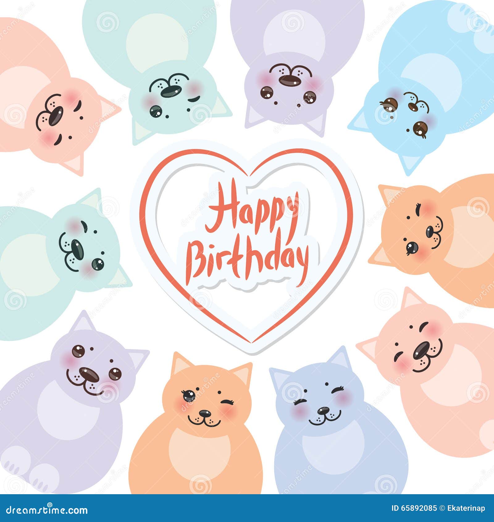 Happy Birthday Card Template Funny Green Blue Pink Orange 